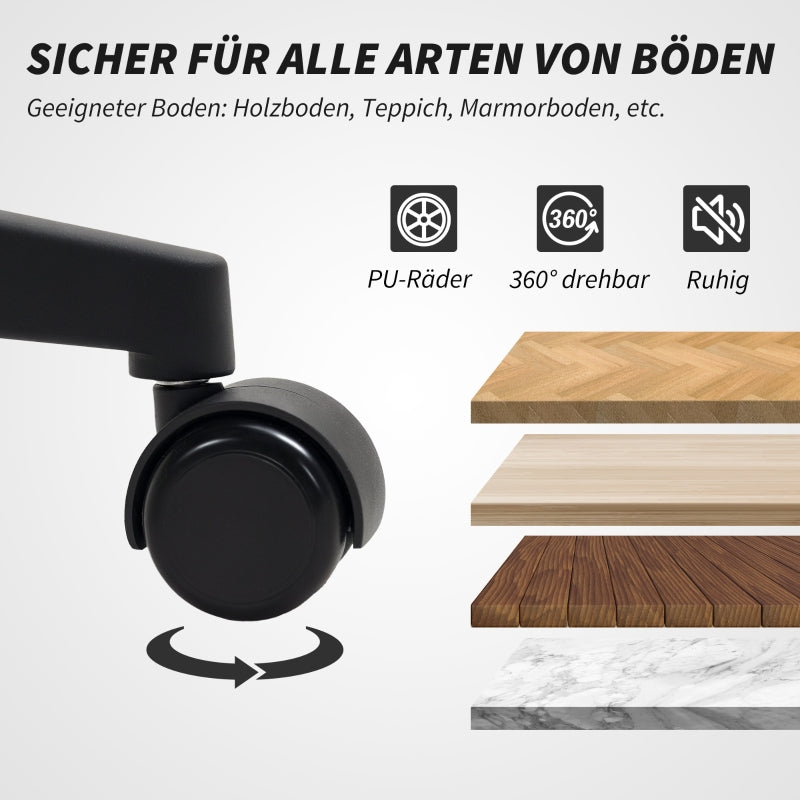 Ergonomischer Bürostuhl mit Kopfstütze - Höhenverstellbarer Schreibtischstuhl Kunstwolle Dunkelgrau