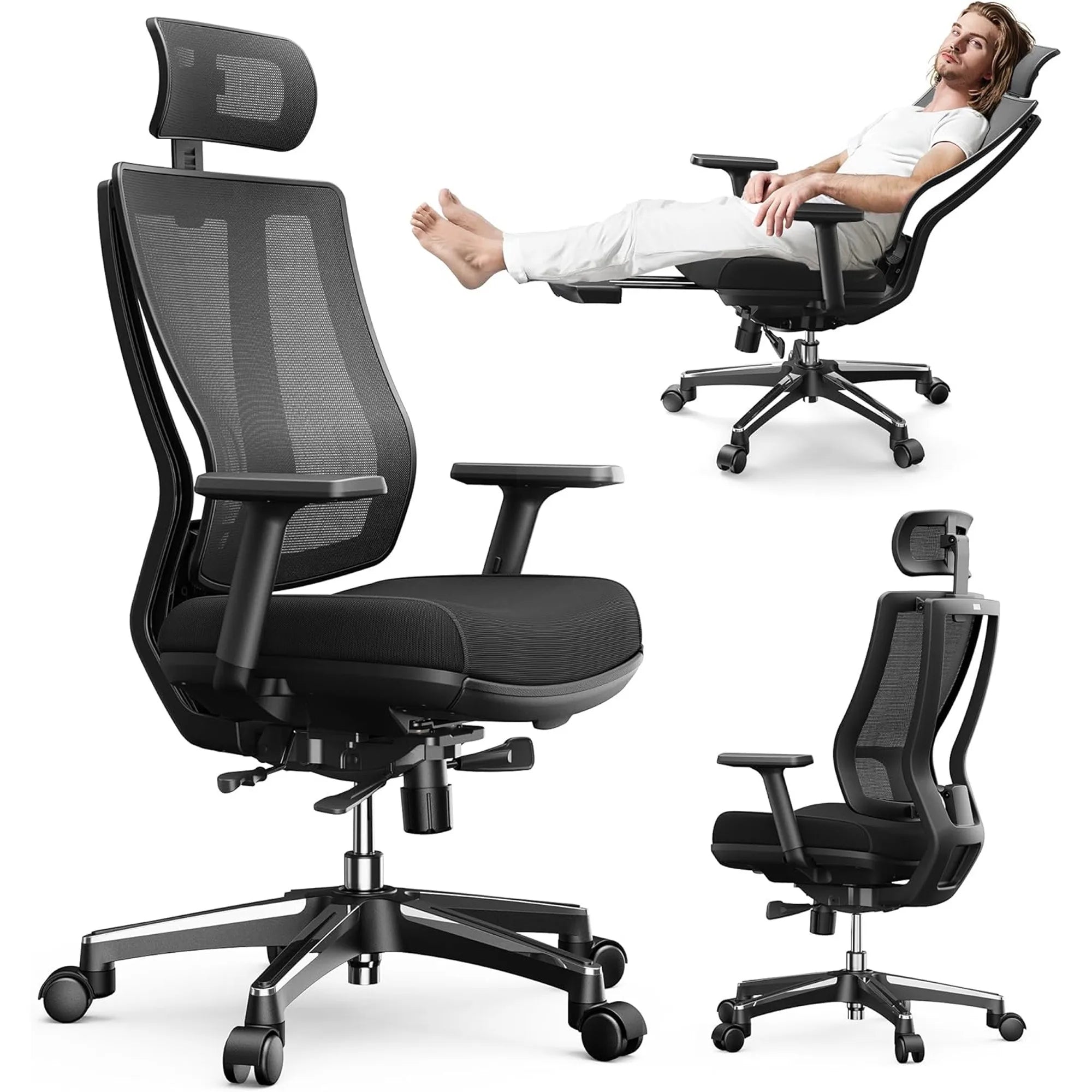 Rackora L2 Ergo Pro 633 Ergonomic Office Chair with Built-in Footrest