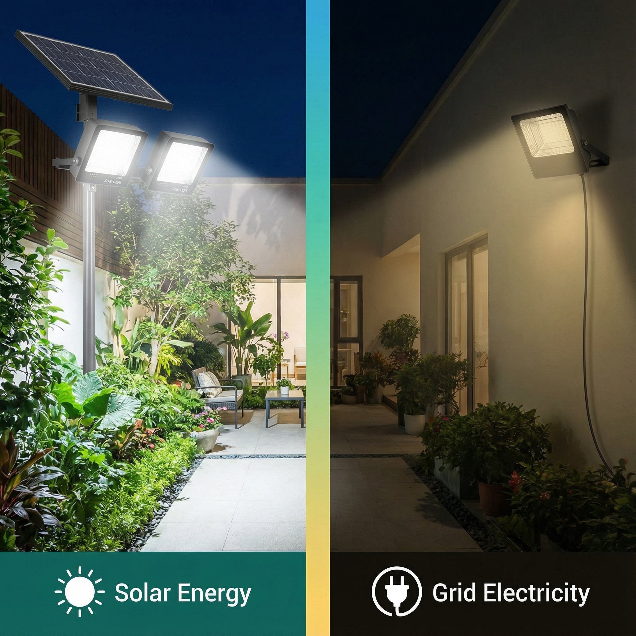 High-Power All-in-Two Solar LED Stadium Light (80W-150W) - ADC12 Aluminum, 10K-20K Lumens
