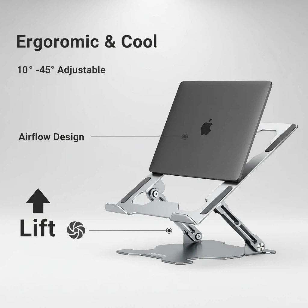 Rackora Ergo Laptop Stand Elite Edition - Premium Ergonomic Design (Universal Compatibility)