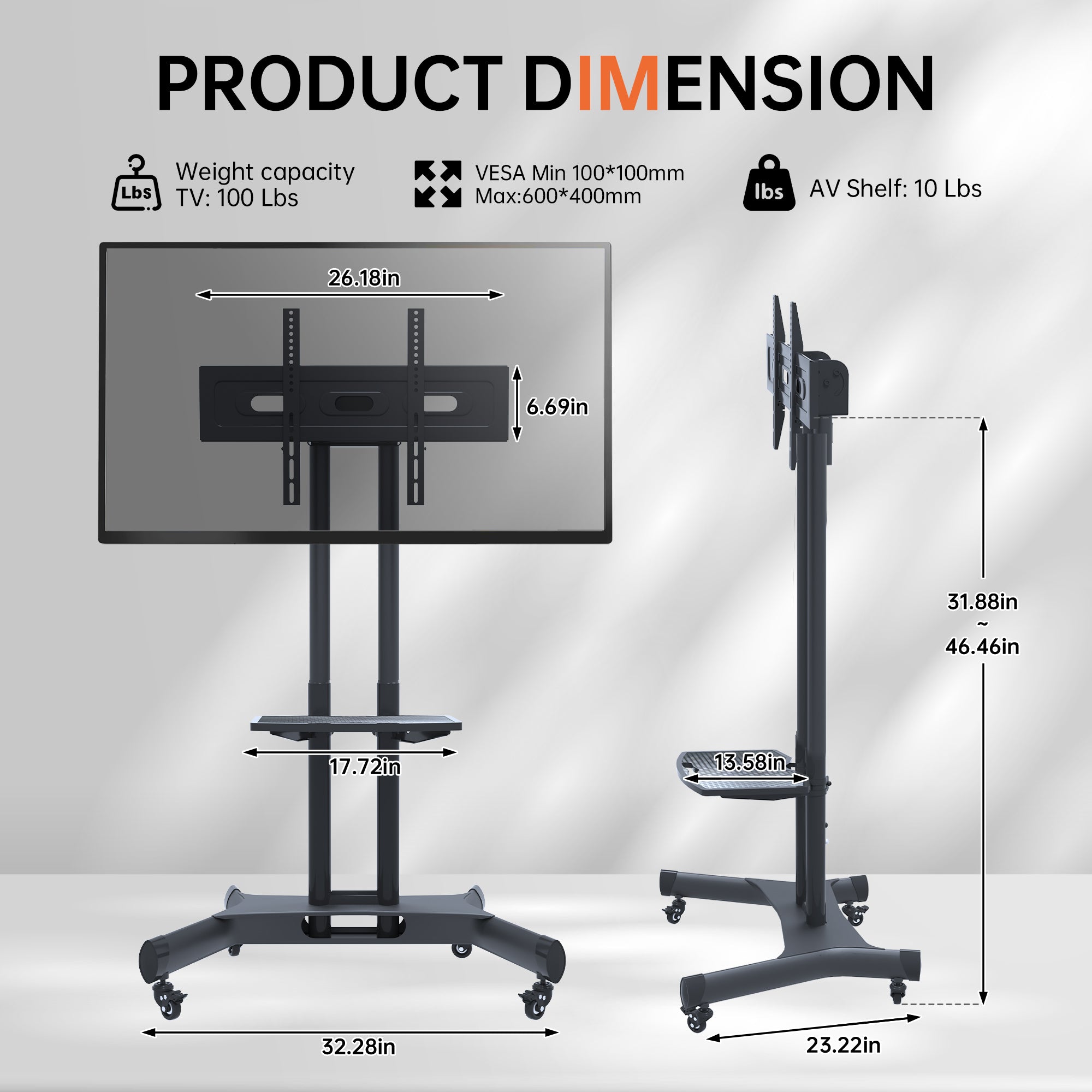 32–80 inch Universal Swivel TV Stand for for home sports and fitness