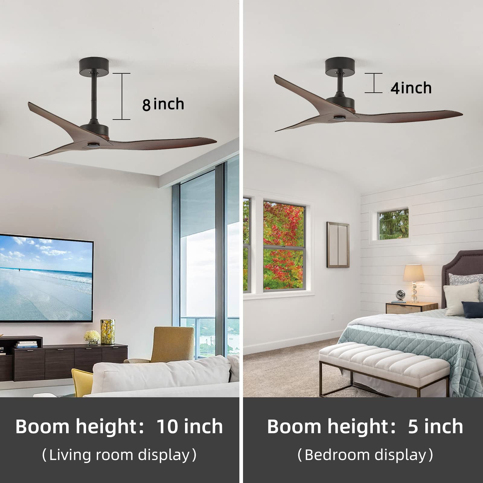 52 Inch Outdoor Ceiling Fan with Remote - 6 Speed DC Motor, Farmhouse Style