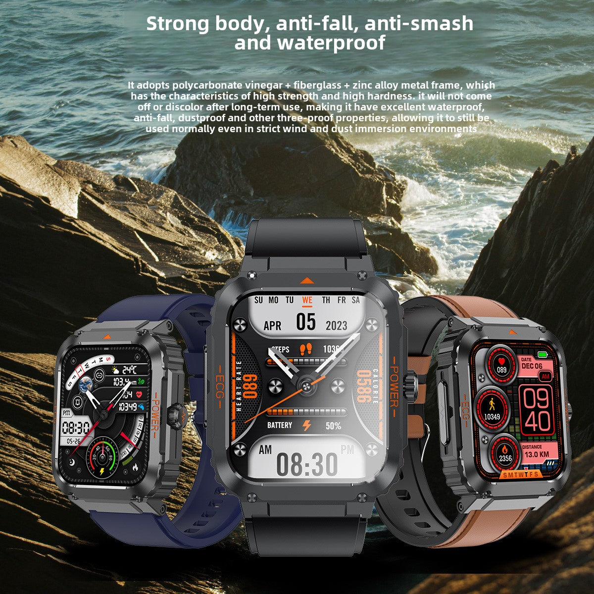 Smart Watch Outdoor Waterproof Bluetooth Call ECG Heart Rate Blood Sugar Temperature Monitoring Sports