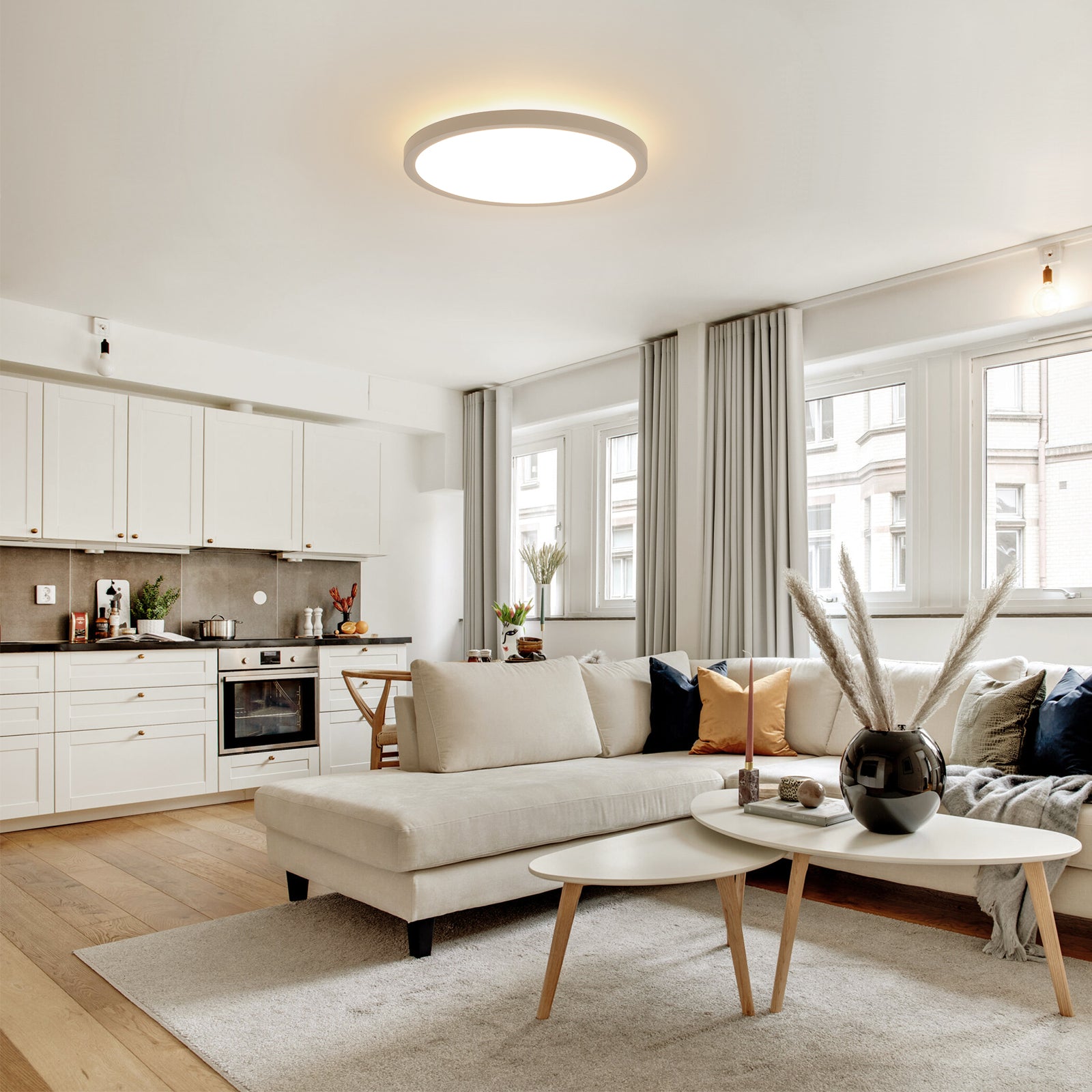 11.8 Inch LED Flush Mount Ceiling Light with Night Light - 20W Modern Ceiling Fixture