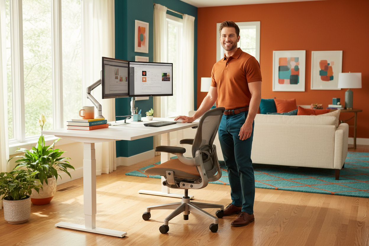 Blog Hero - American Home Office Standing Desk Setup
