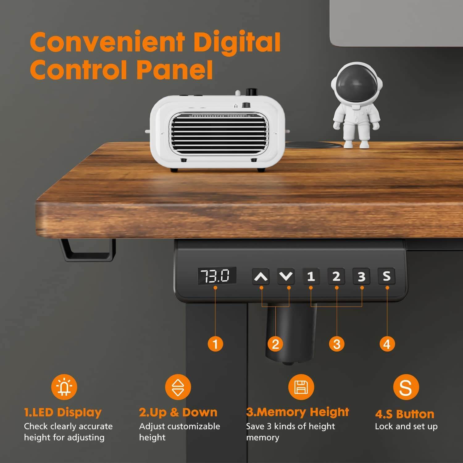 40'' x 24" Ergonomic Electric Height Adjustable Standing Desk