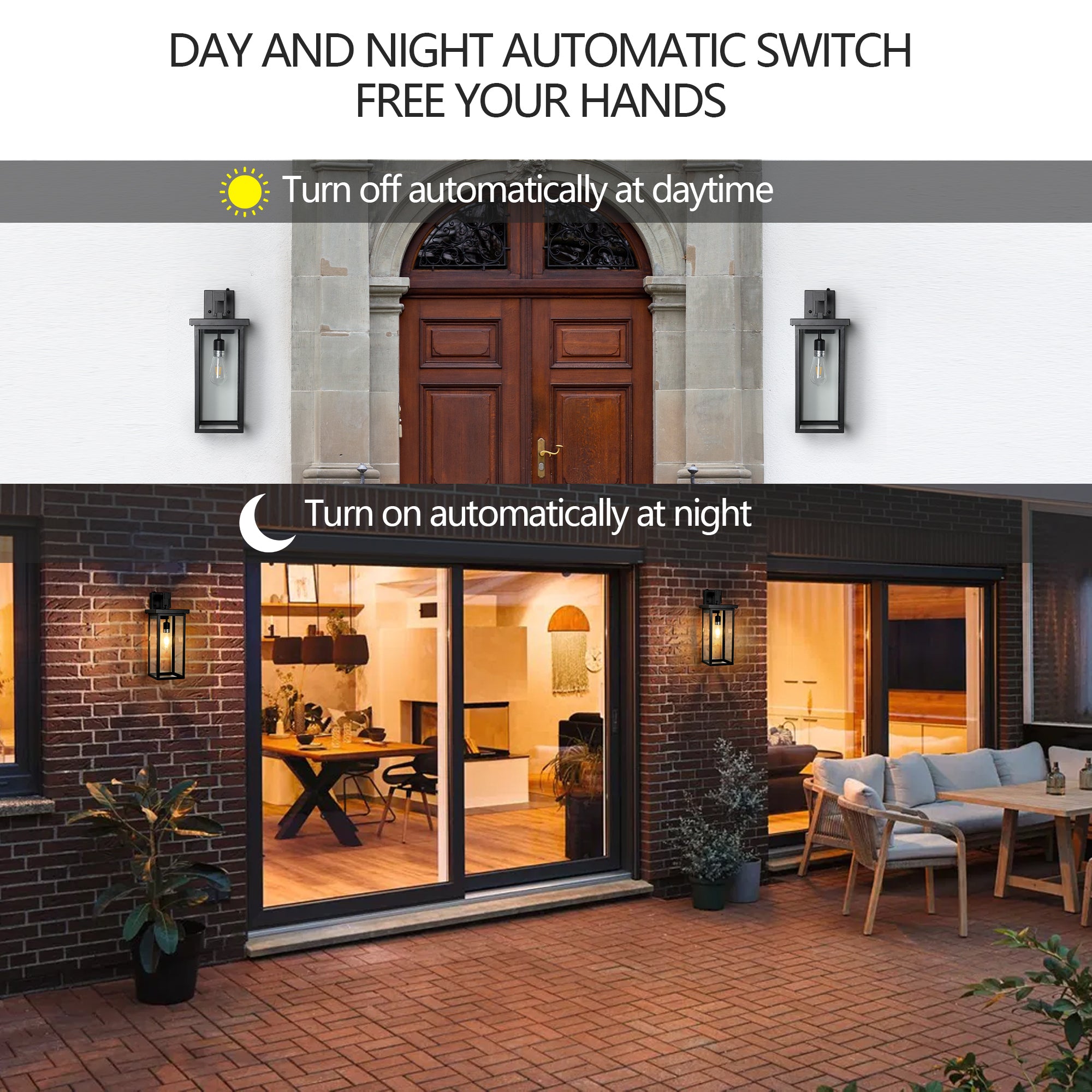 Modern Outdoor Wall Lanterns E26 Bulb Compatible 2 Sets