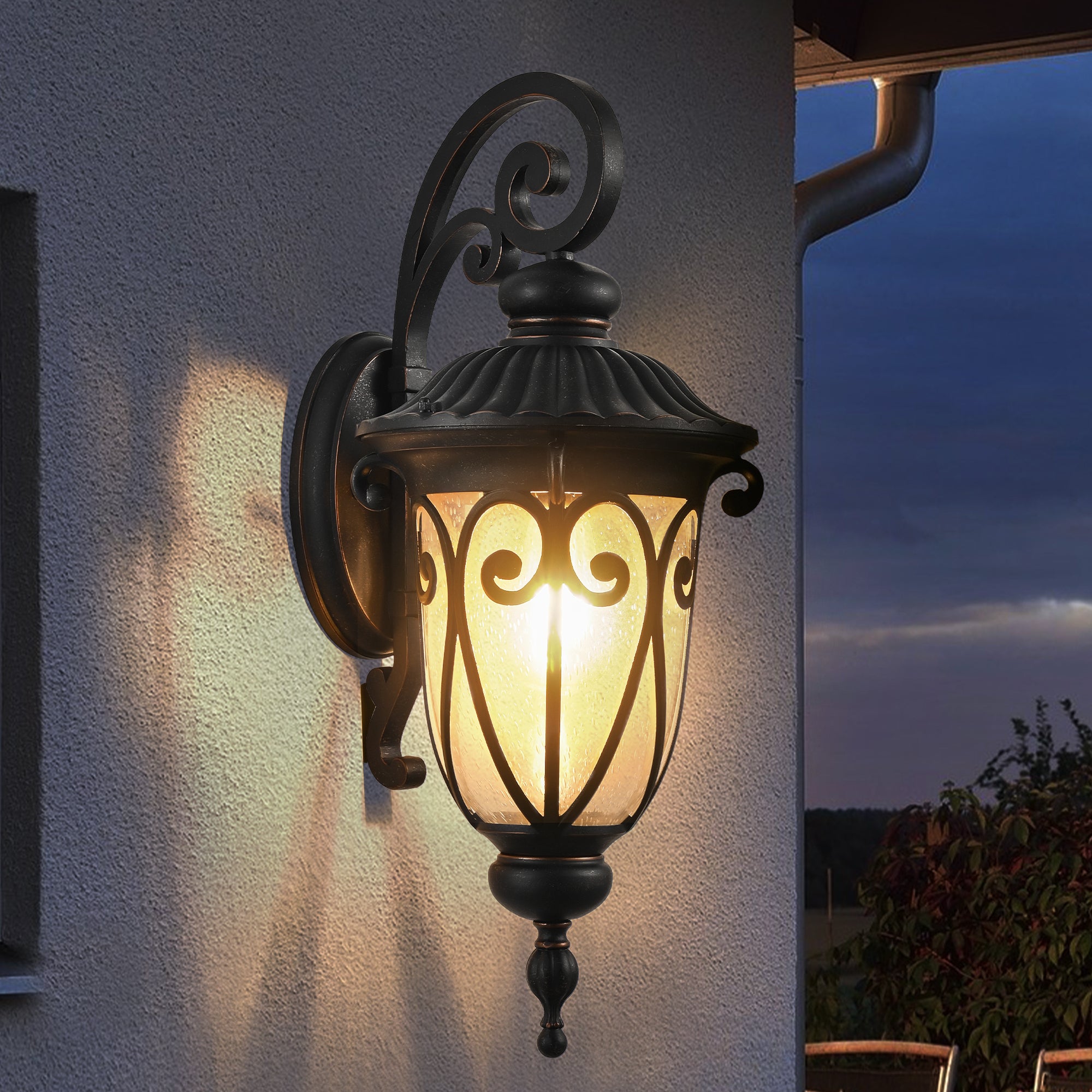 Black Vintage Wall Sconce with Bubble Glass