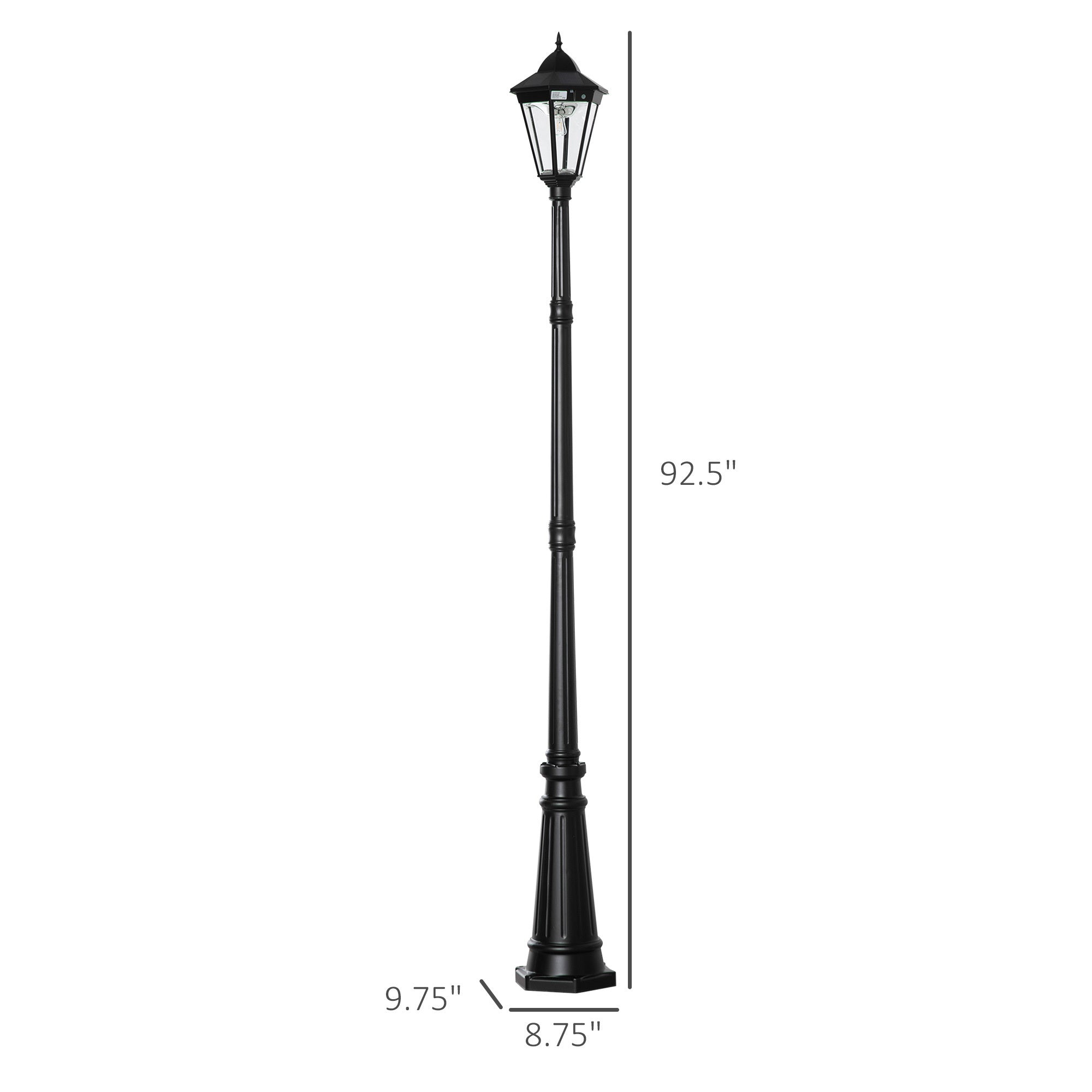 8' Aluminum Solar Lamp Post Light 3000K