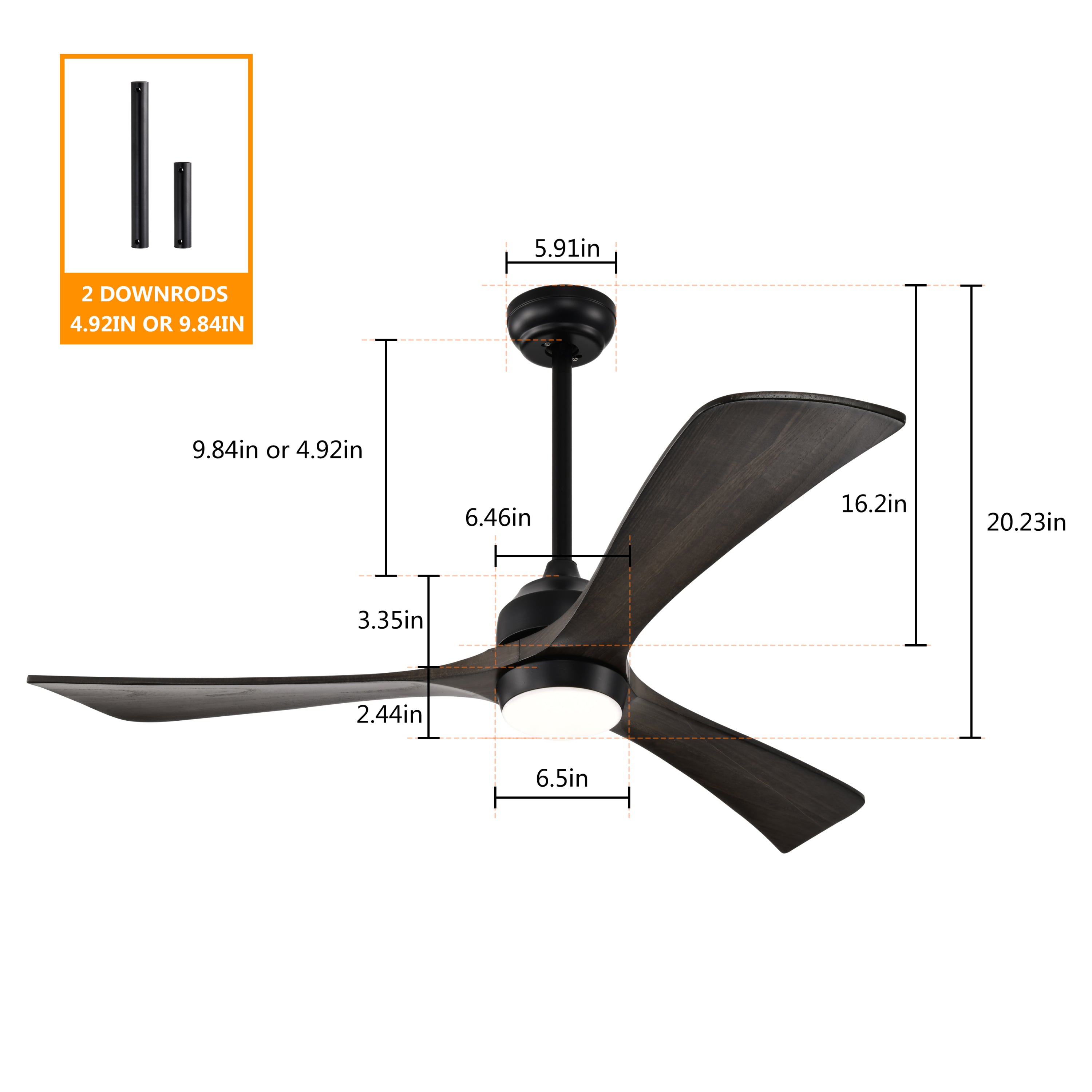 52" Iron Wood Ceiling Fan Remote Control