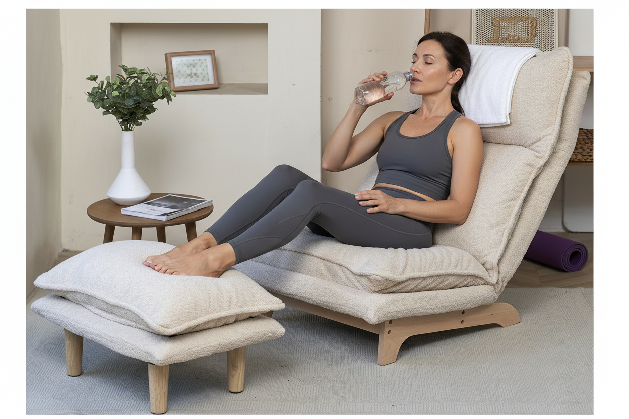 Woman relaxing after yoga workout