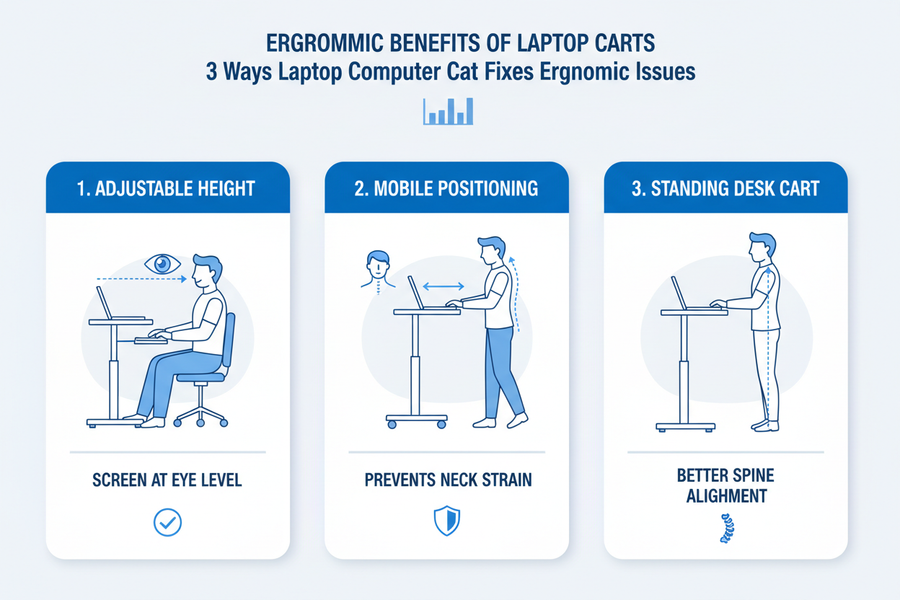 3 Ways Laptop Computer Cart Fixes Ergonomic Issues