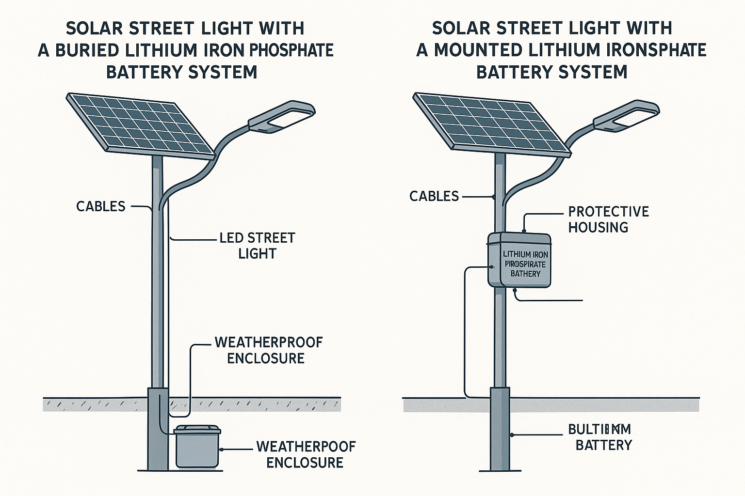 Solar Lights Wiki: Comparing Buried and Mounted Lithium Iron Phosphate Batteries for Solar Street Lighting
