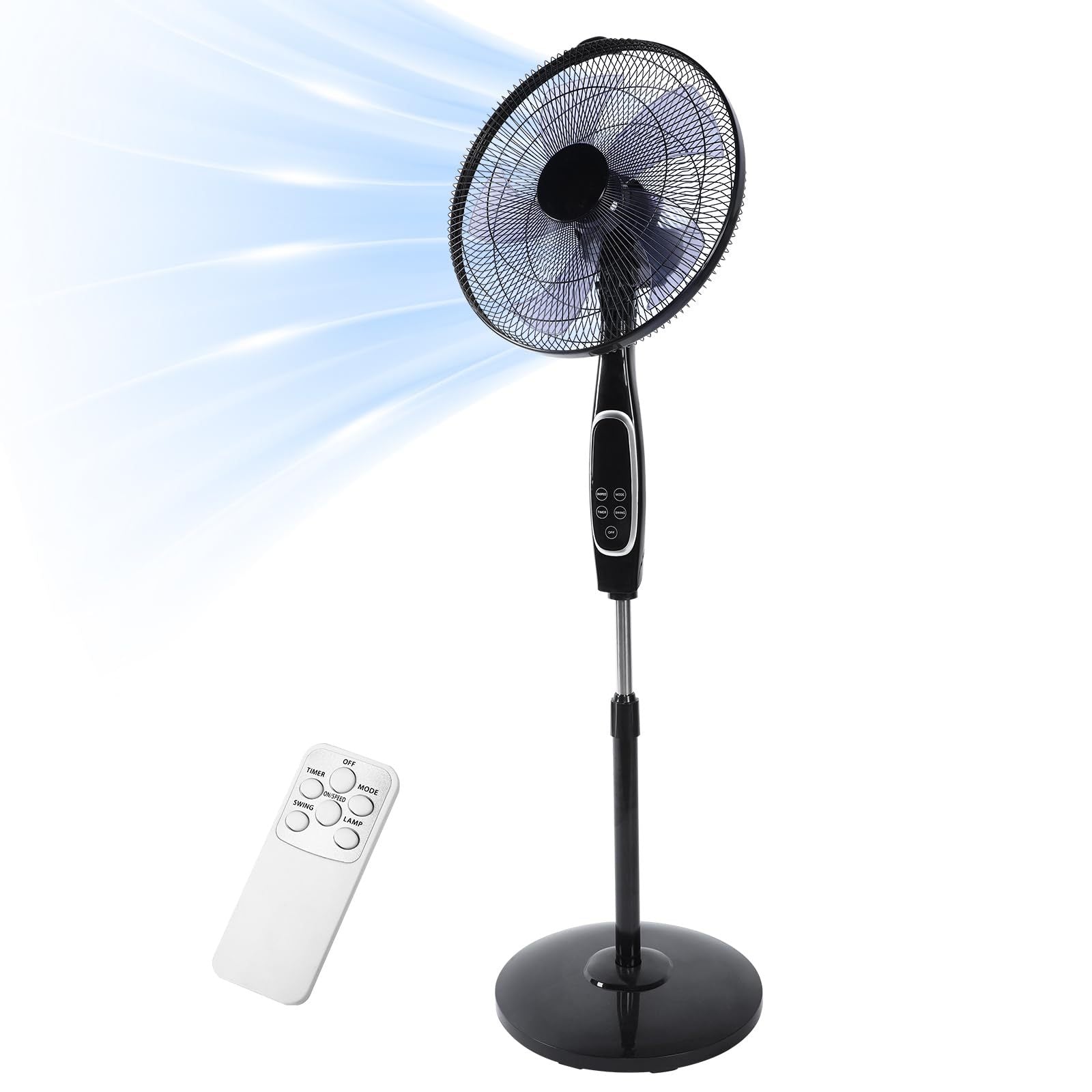 16-Inch Oscillating Stand Fan with Remote Control | Adjustable Height & Timer