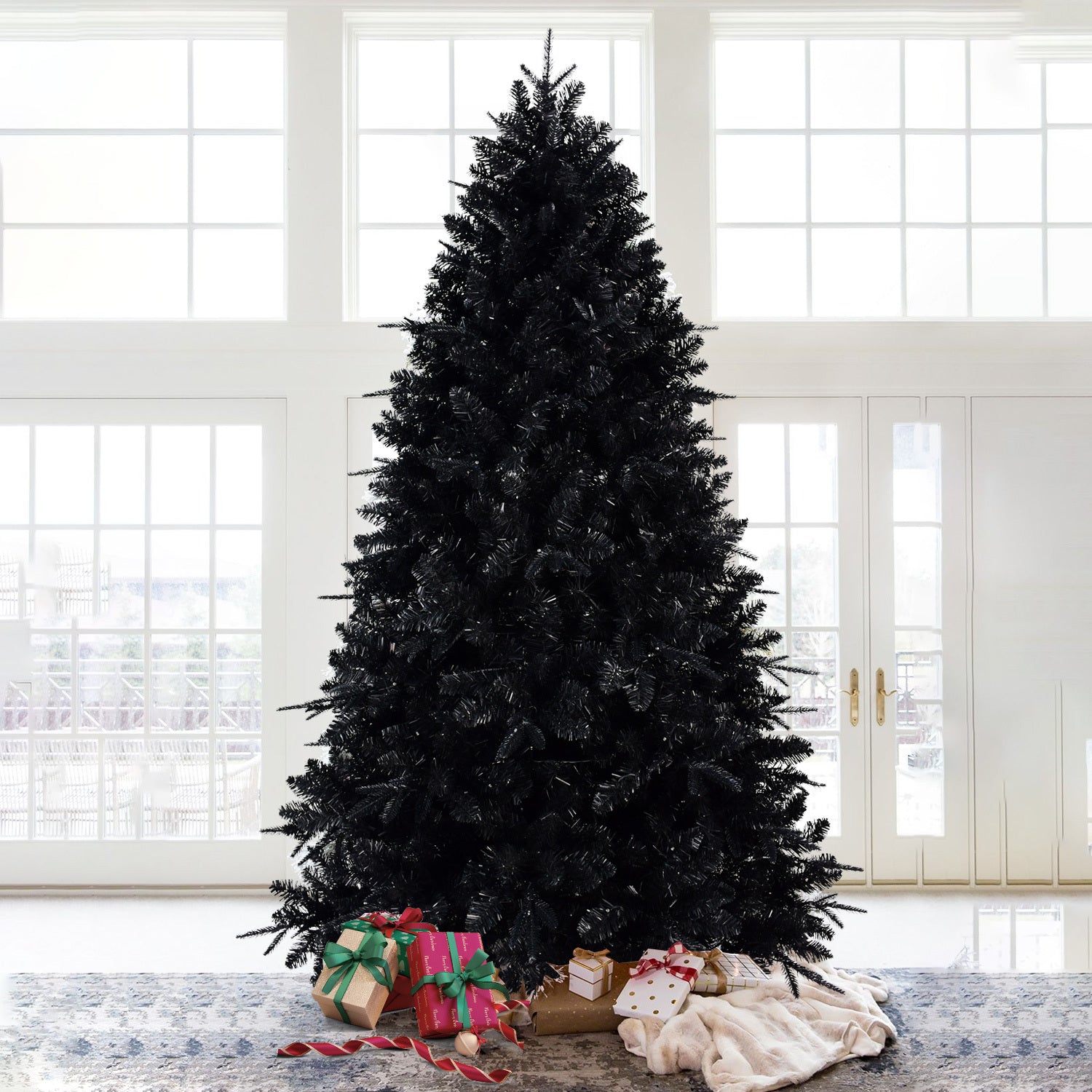 8ft Pre-Lit Black Christmas Tree