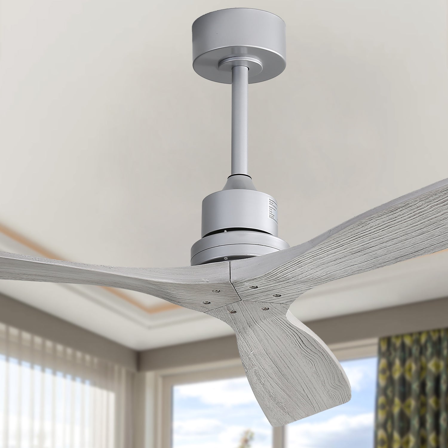 52" Ceiling Fan No Light, with Remote Control Solid Wood Fan Blade Reversible Dc Motor For Bedroom