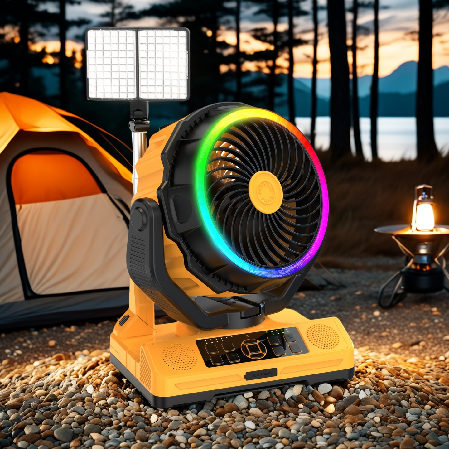 Rackora Pro F31 Rechargeable Fan 5-in-1 with Light, Speaker & Power Bank
