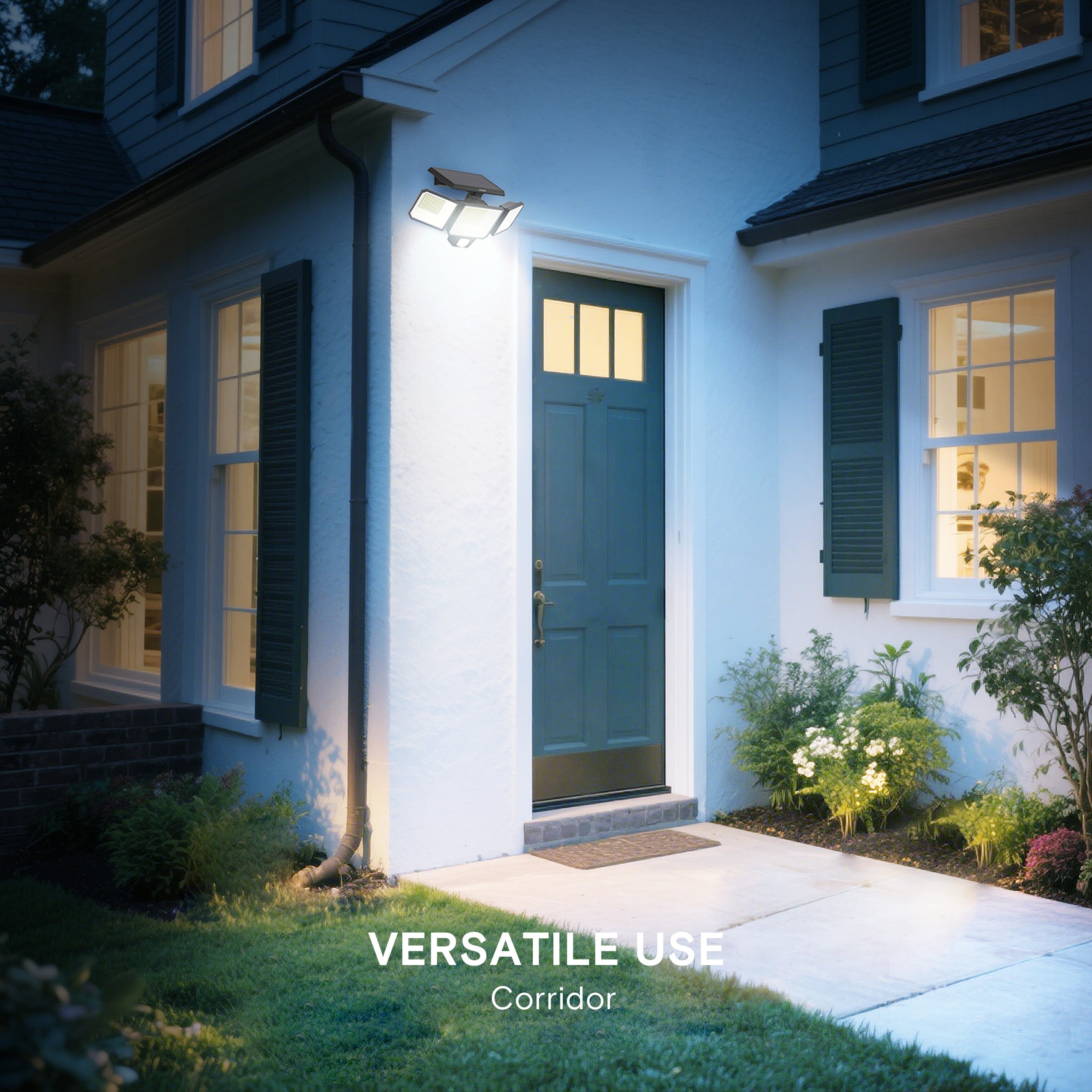 3-Head 1500LM Solar Wall Light with Motion Sensor – High Efficiency & Replaceable Battery