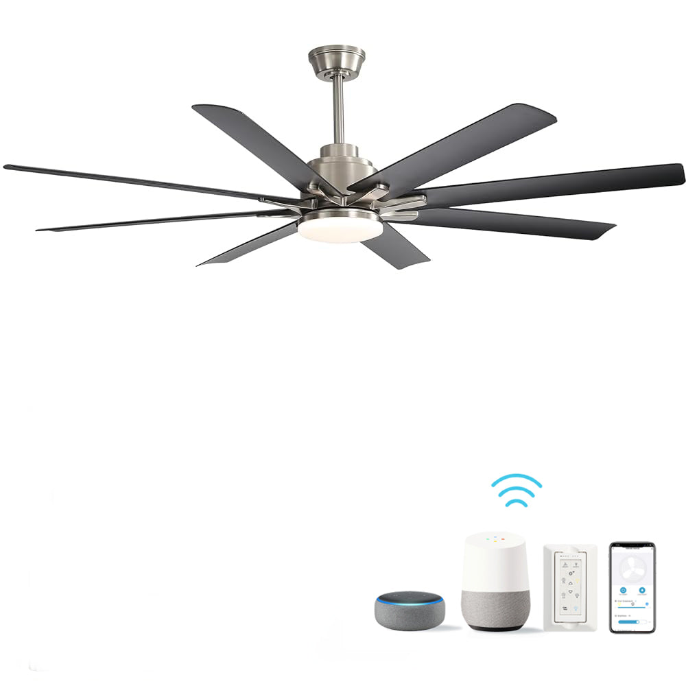 66" Nickel Large Ceiling Fan DC Motor with Remote 3CCT