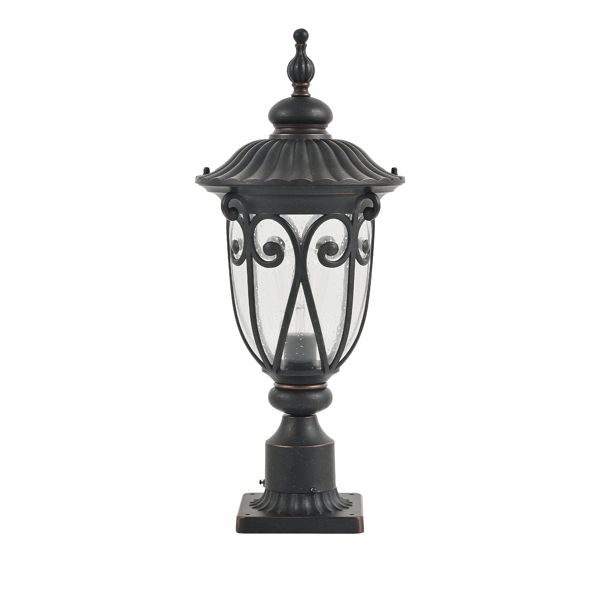 24" Aluminium Vintage Black Outdoor Post Lantern 1 Light