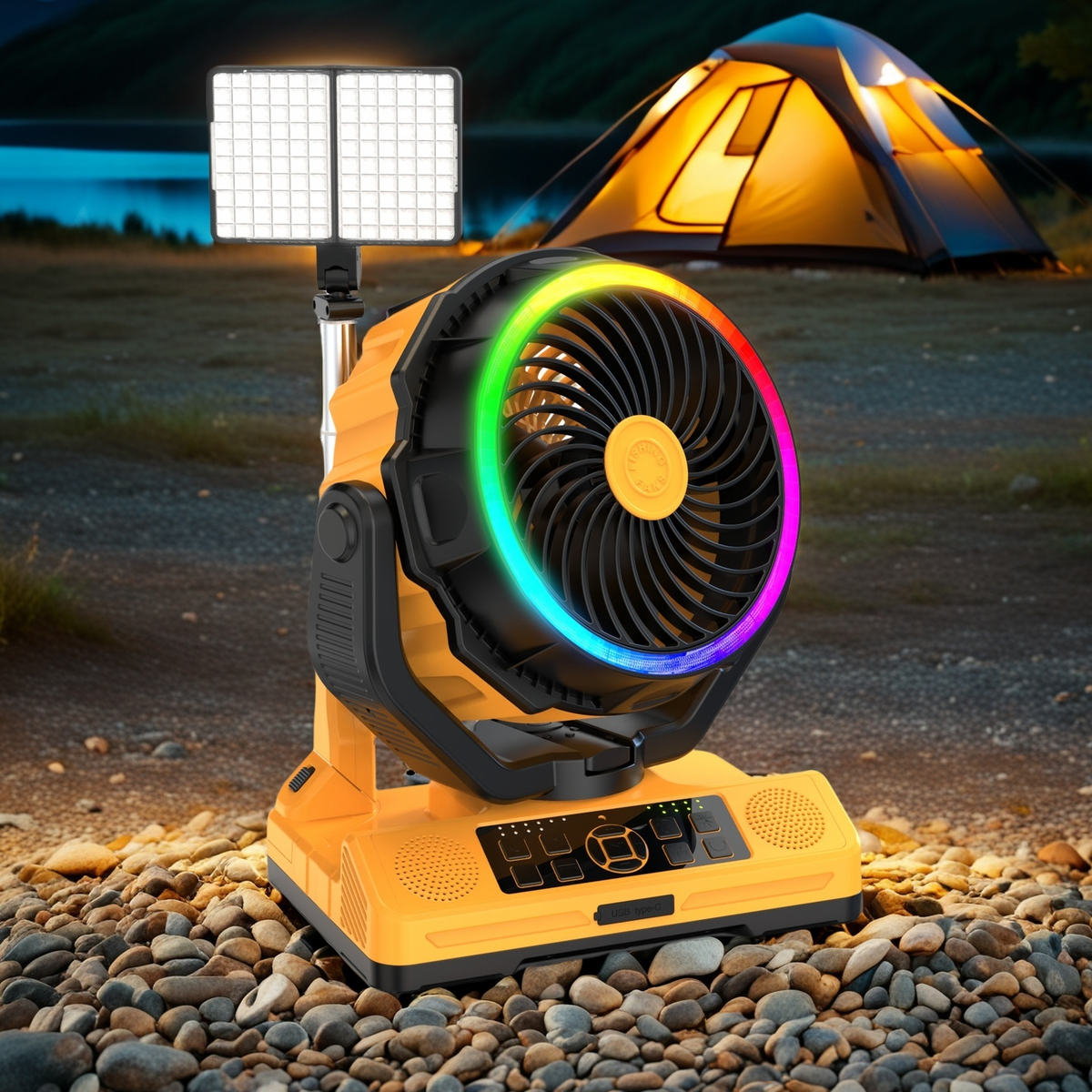 Rackora Pro F31 Rechargeable Fan 5-in-1 with Light, Speaker & Power Ba