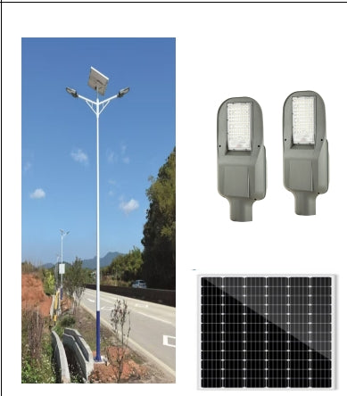 60W Dual-Arm Solar Street Light with 6M Pole - Commercial Grade Outdoor Lighting