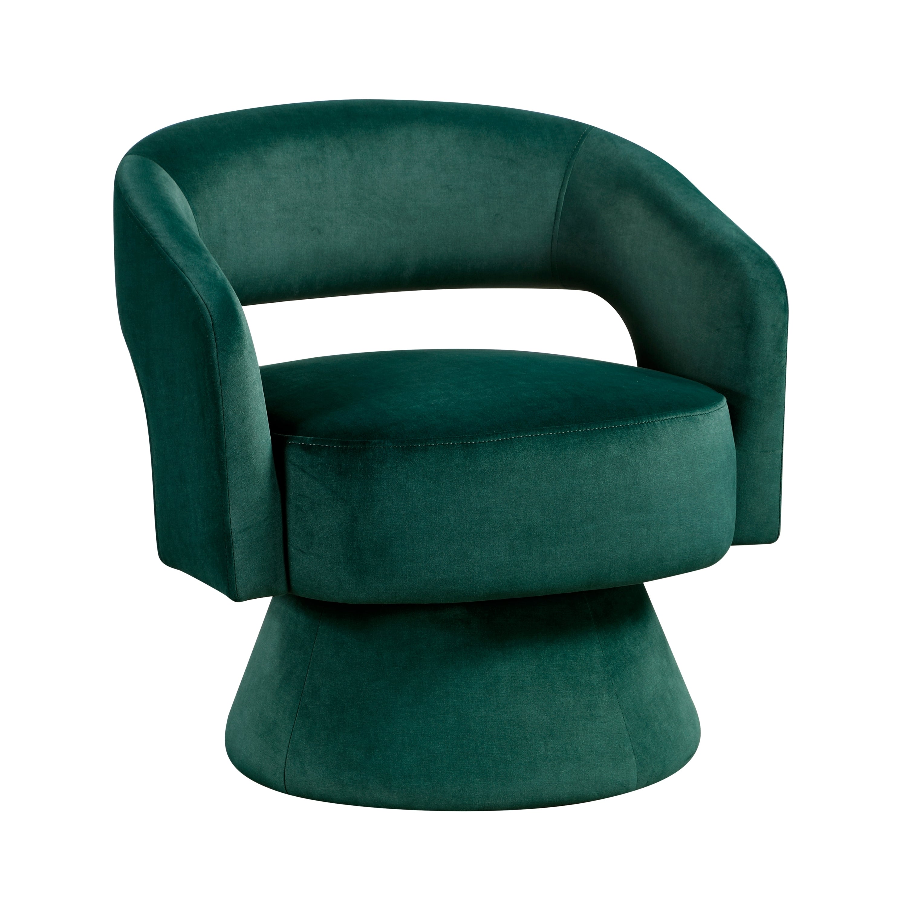 Green Velvet Upholstery Solid Wood Stylish Modern Luxury Swivel Accent Chair