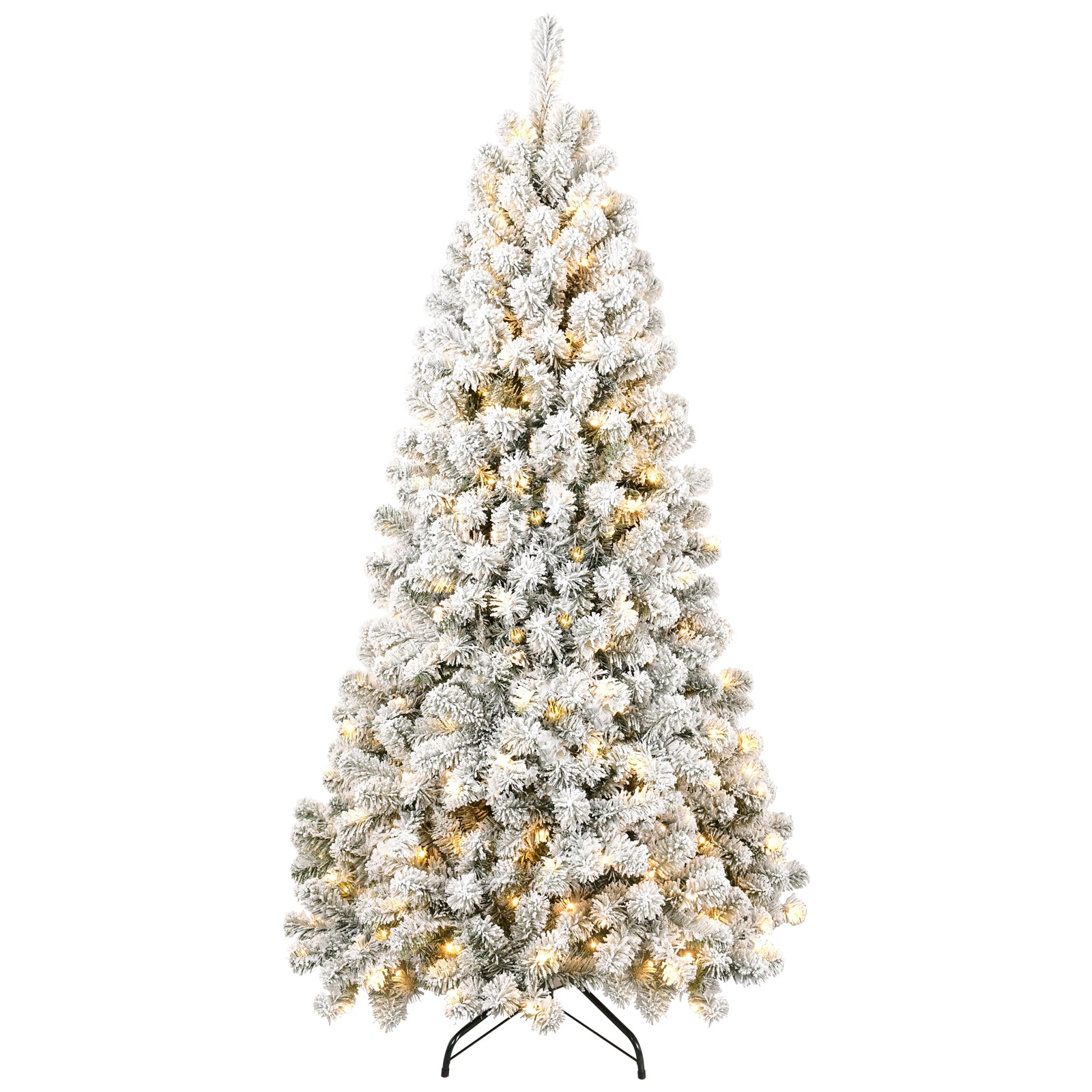 6FT Pre-lit Flocked Christmas Tree with 760 Memory Wire Tips