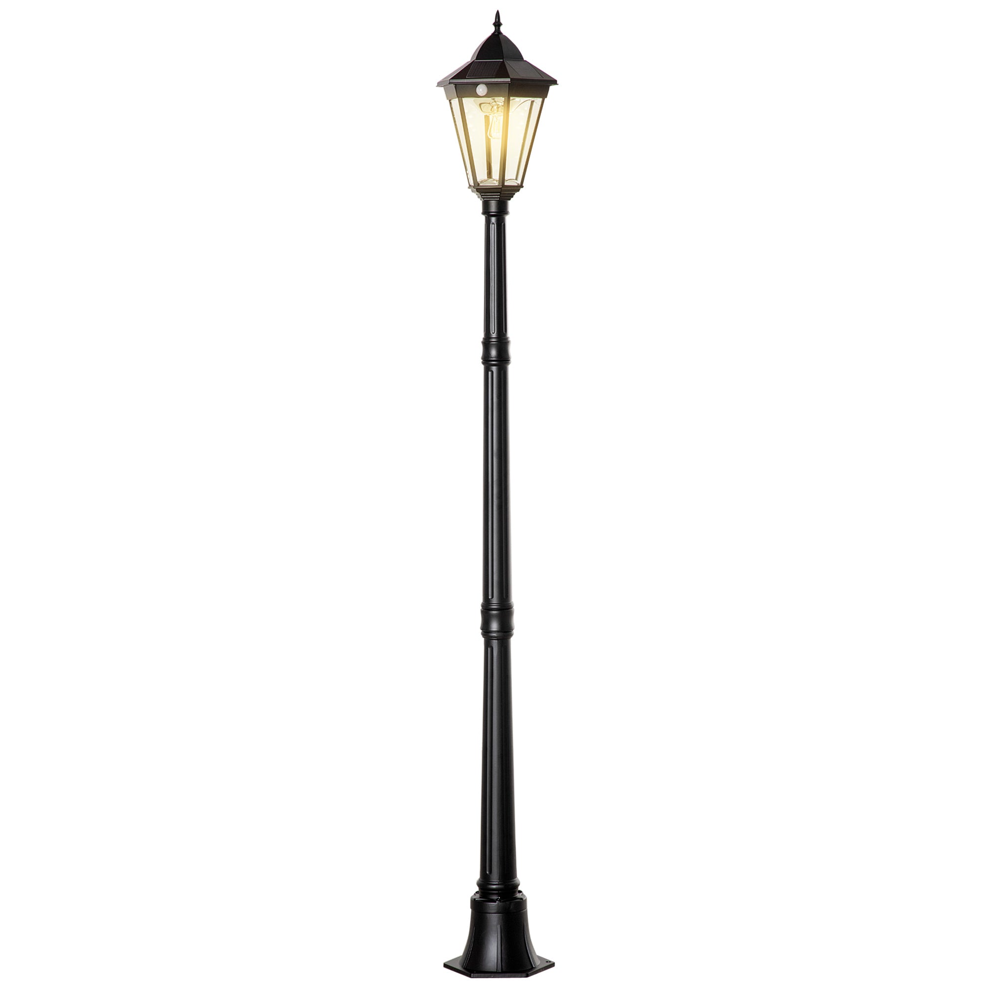 77" Solar Lamp Post Light - 18 LED Outdoor Street Lamp with Motion Sensor PIR