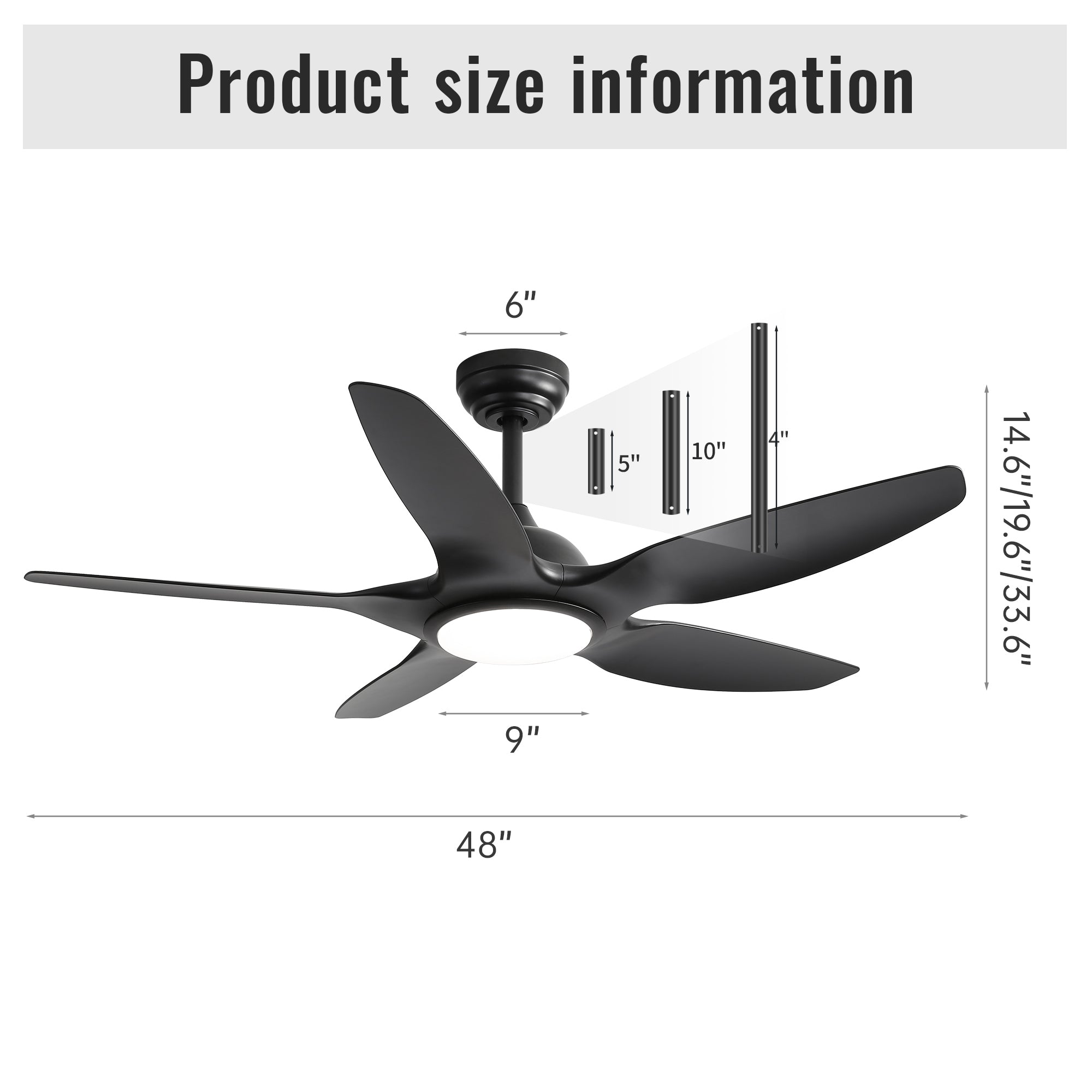 48 Inch Ceiling Fan with Light and Remote Control 3CCT LED 22W