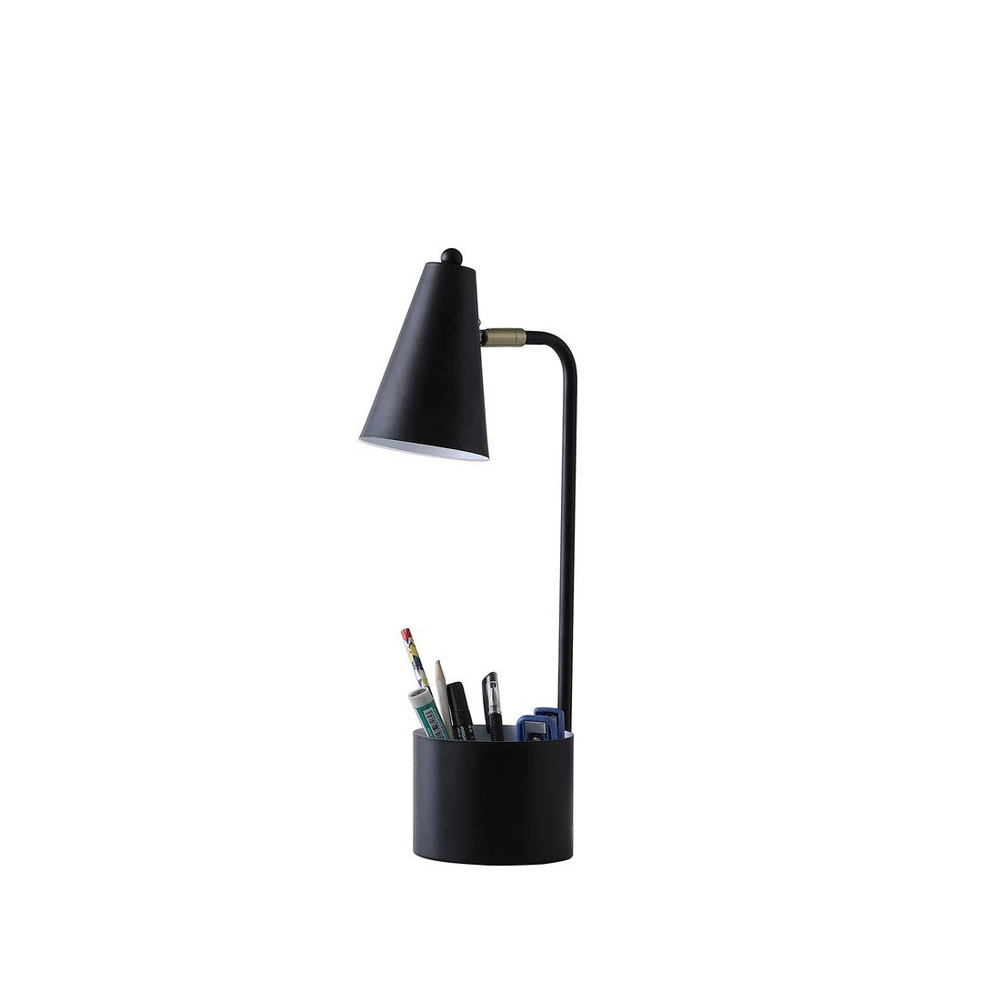 19.5" In Student Black Metal Task E26 Desk Lamp With Organizer