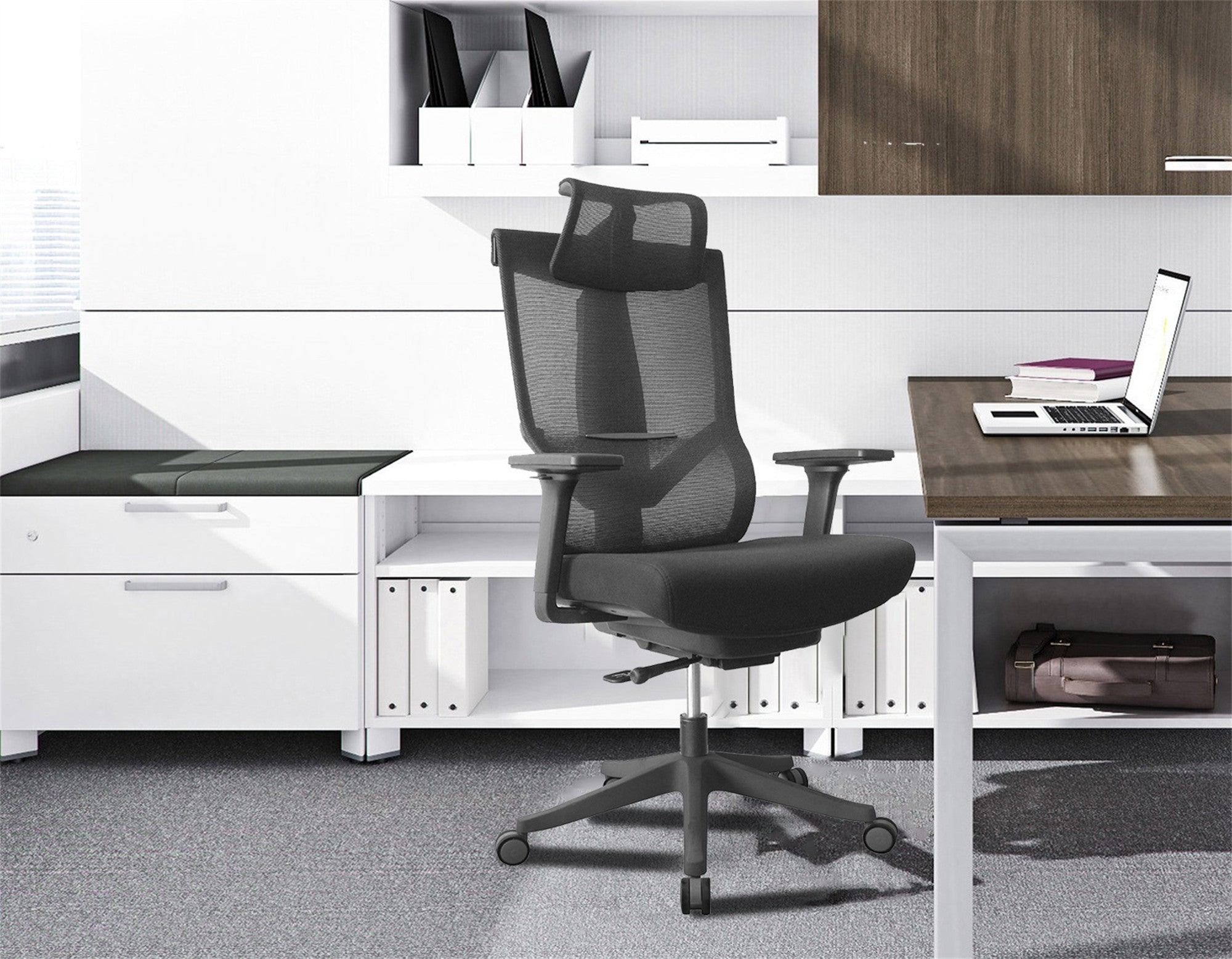 300lbs Ergonomic office chair with headrest and 2D armrest