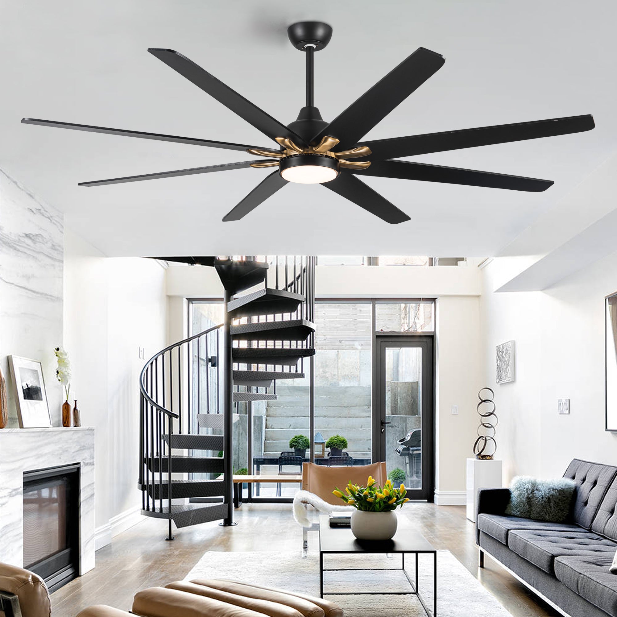 72 In Modern 8 Blades 24W  Ceiling Fan Lighting with Remote Control