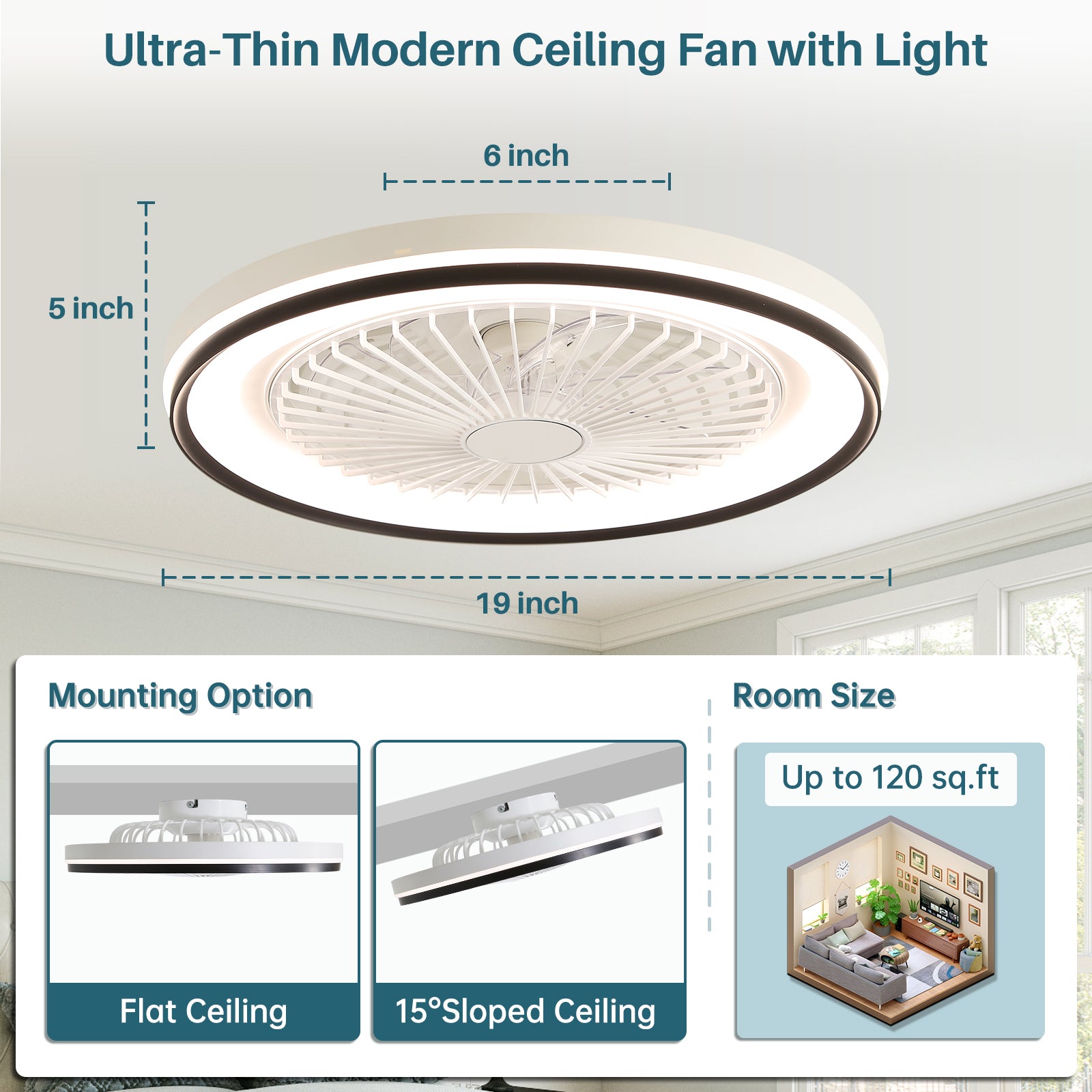 6 Speed RGB Dimmable Led Enclosed Ceiling Fan