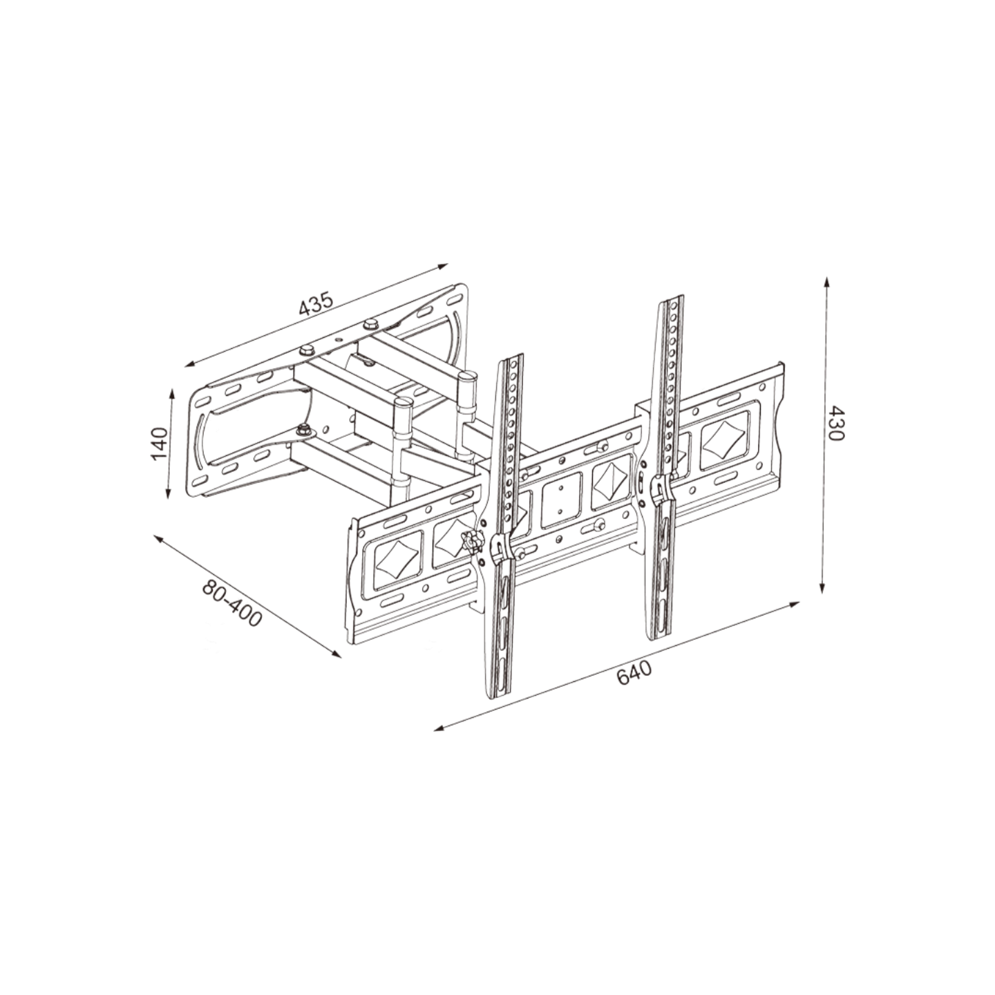 Heavy Duty Full Motion TV Wall Mount 32-85 Inch No Sag SPCC Steel Tilt & Extension Bracket