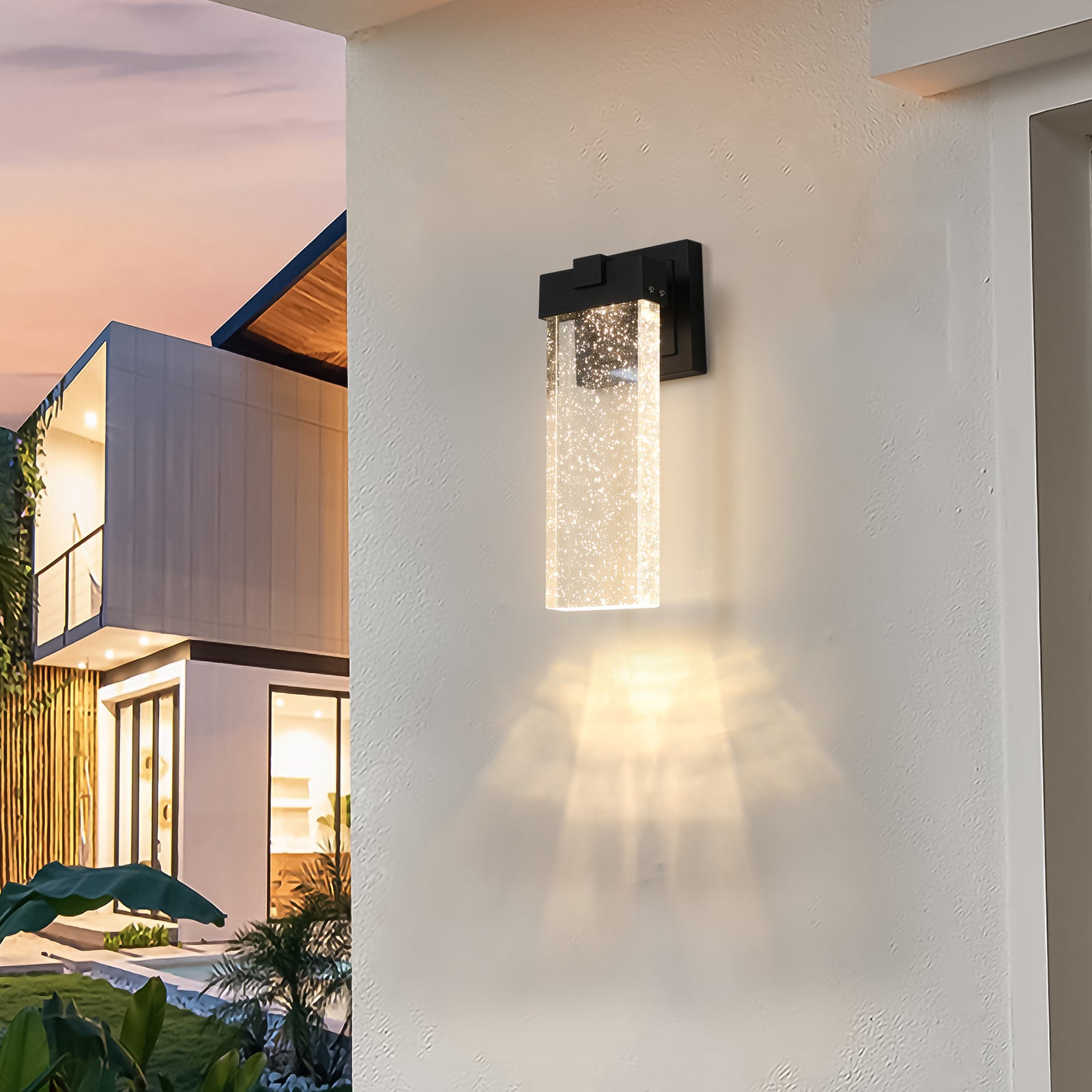 Outdoor Waterproof Transparent LED Crystal Wall Lamp 2 Pack