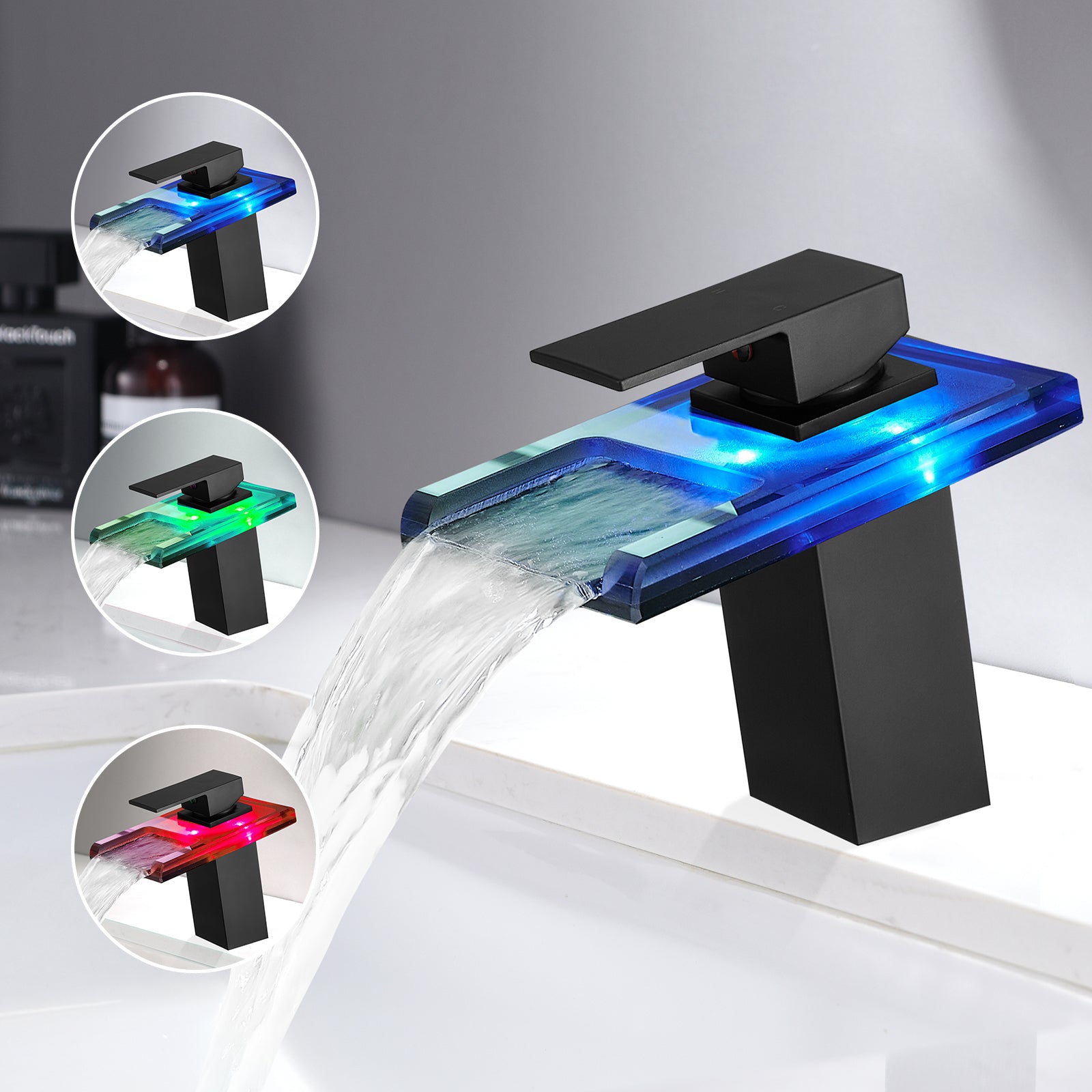 Bathroom Sink Faucet LED Light 3 Colors