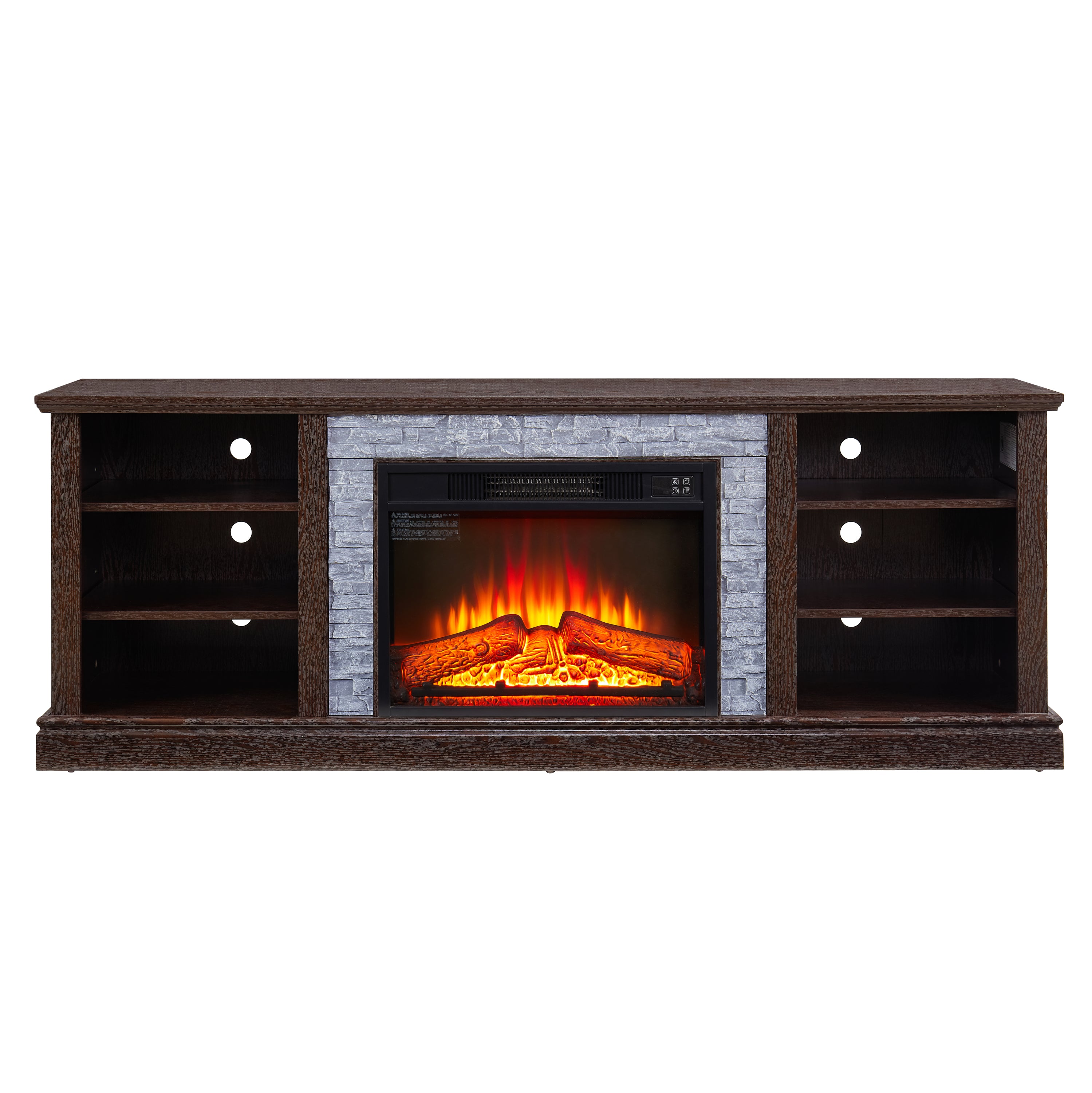 75" Large TV Media Stand with 23" Fireplace Insert