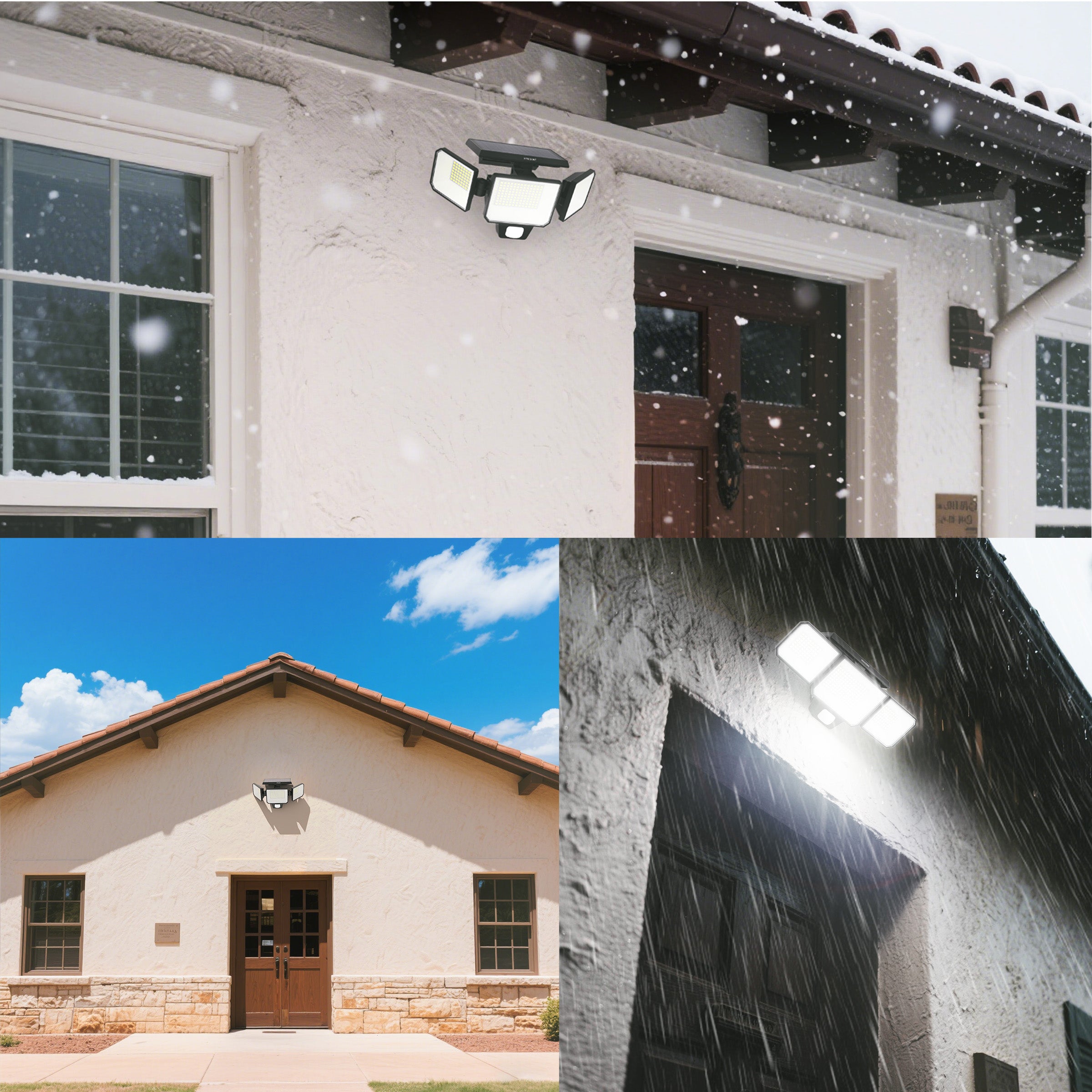3-Head 1500LM Solar Wall Light with Motion Sensor – High Efficiency & Replaceable Battery