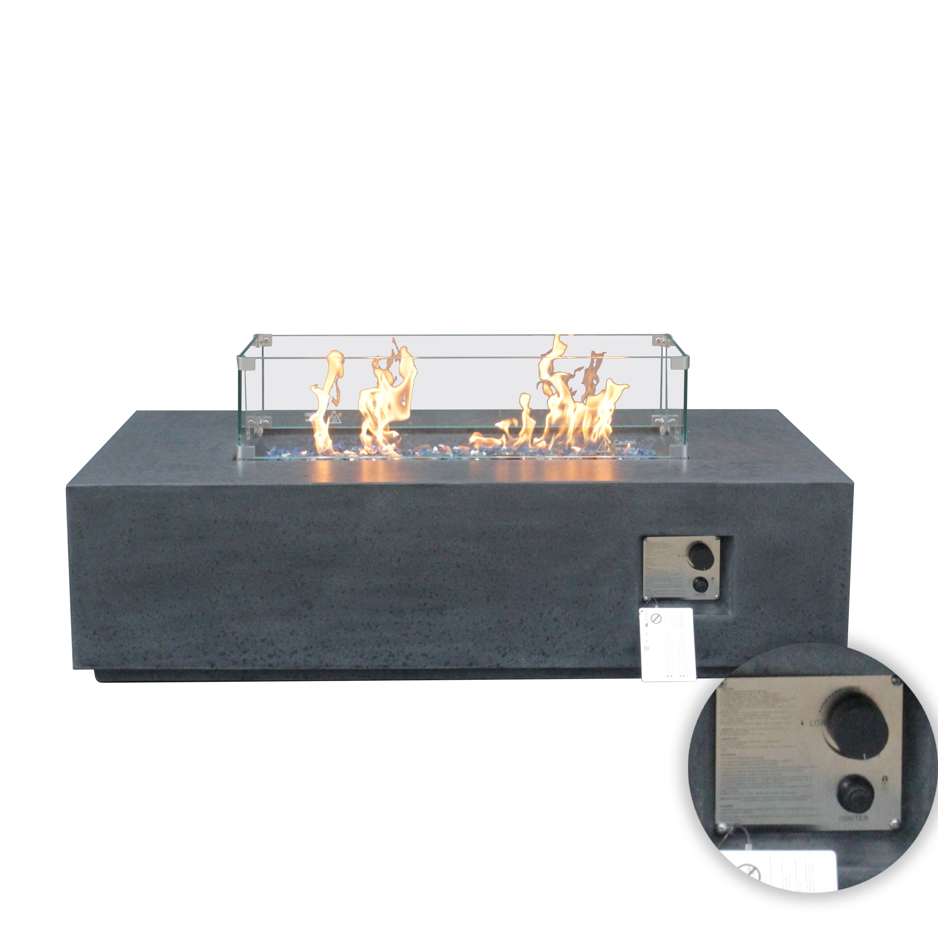 52 Inch Outdoor Concrete Propane Gas rectangle Fire Pit Table