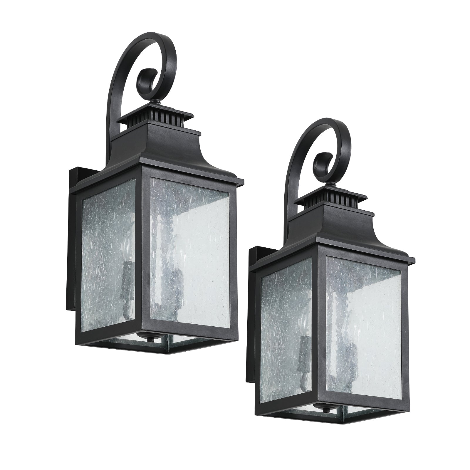 Aluminium Outdoor Wall Lamps With Glass Supports (2pack)