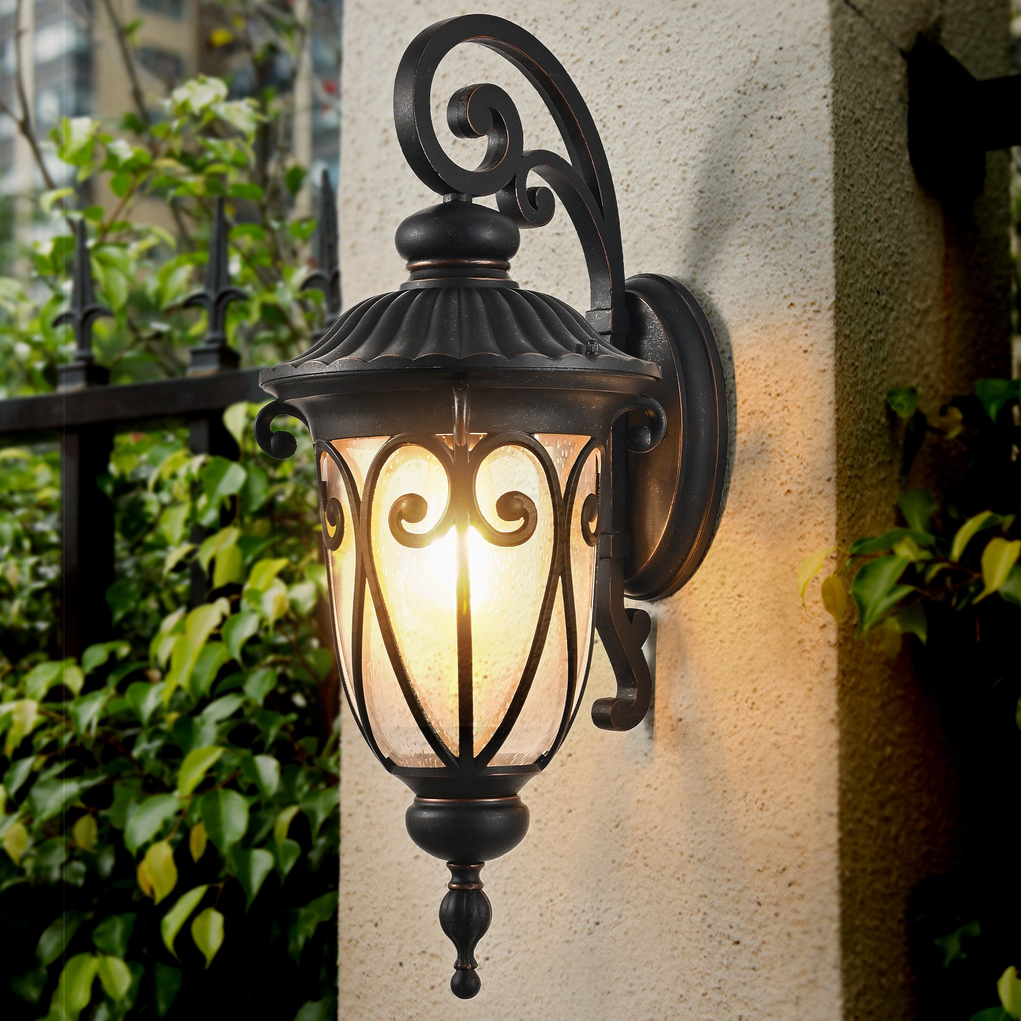 Black Vintage Wall Sconce with Bubble Glass