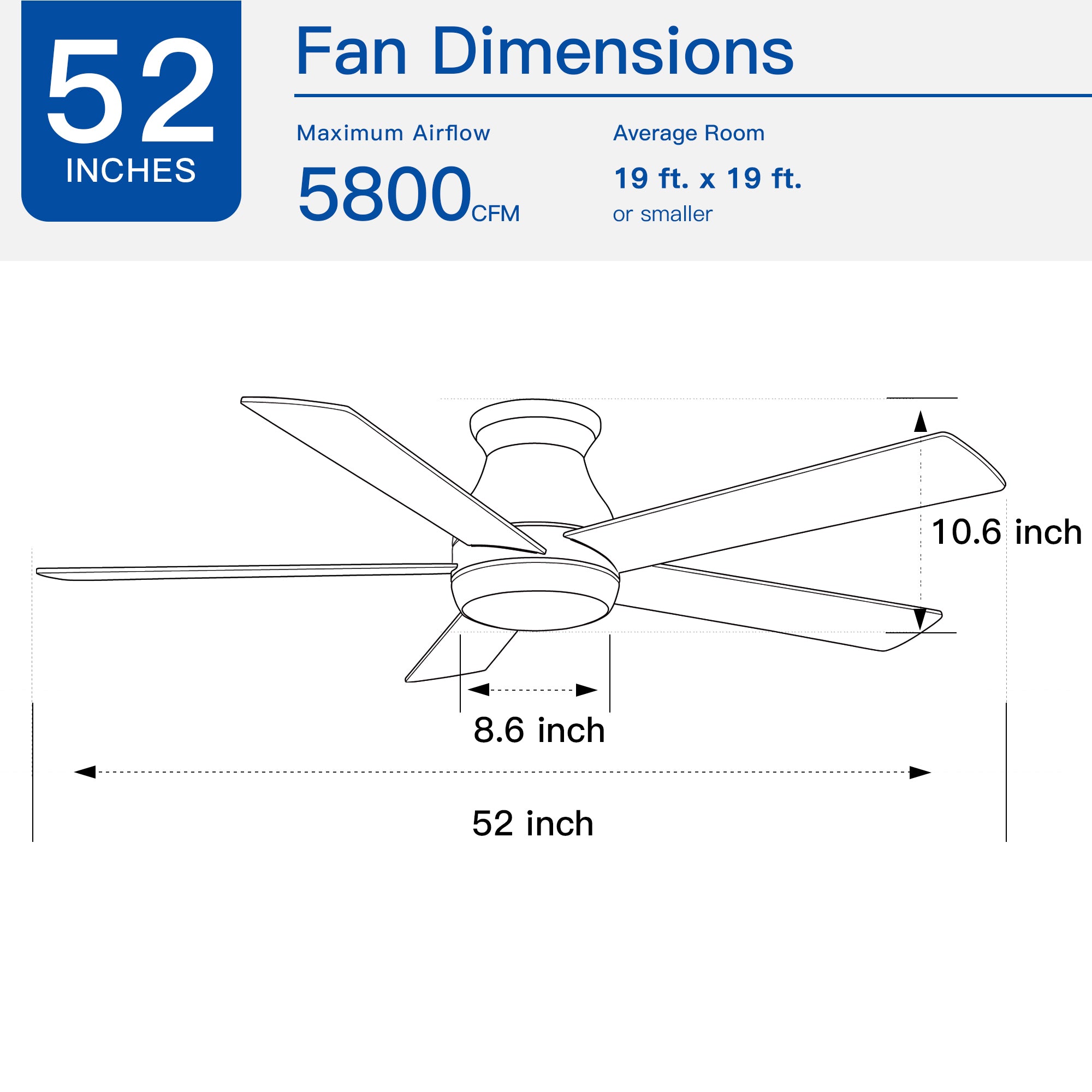 52" Low Profile Ceiling Fan in Brushed Nickel with Silver Blades