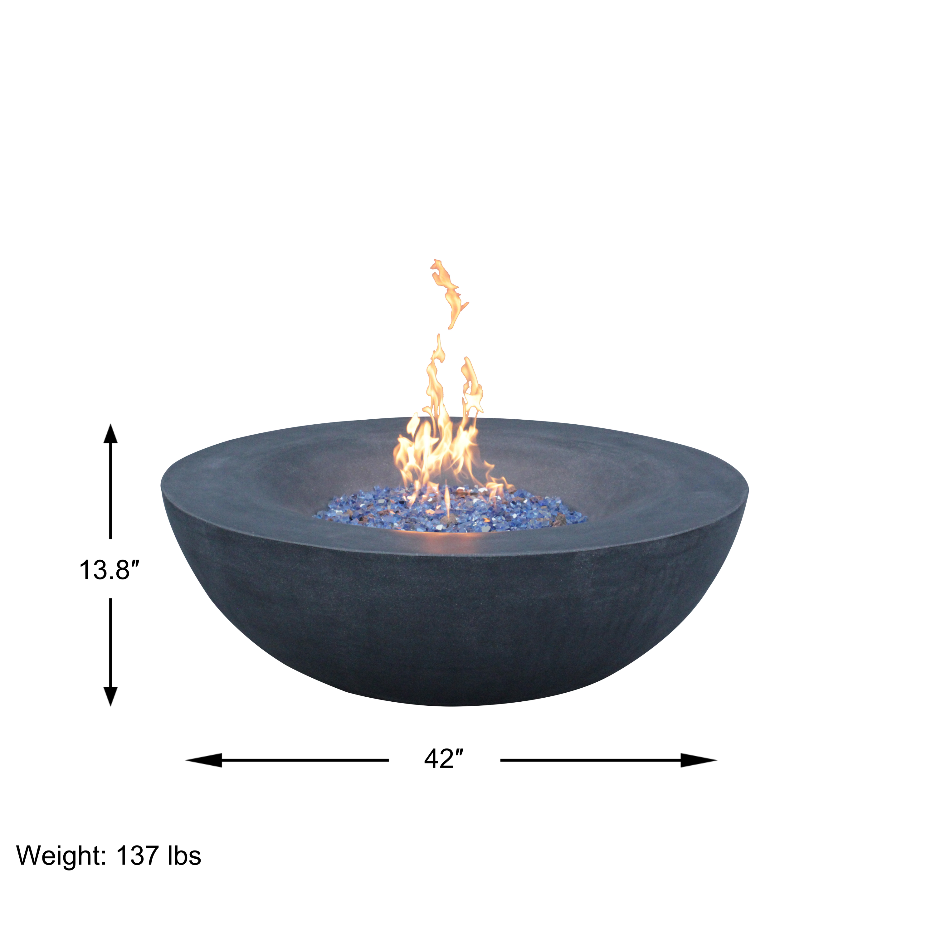 2024 New Arrivals 42 Inch Outdoor Concrete Stylish Dark Gray Propane Luxury Gas Fire Pit