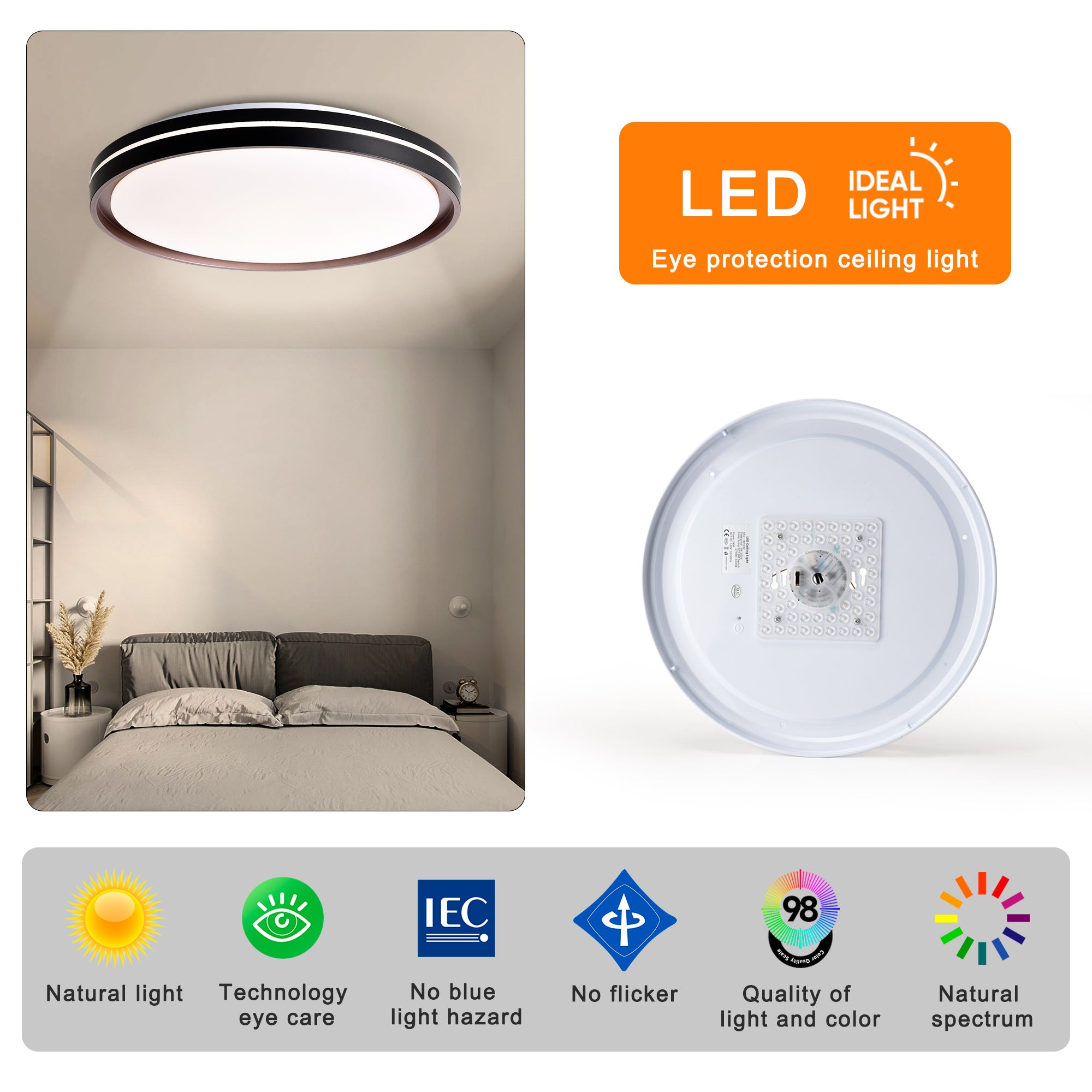 15.75 in LED Ceiling Light Fixture 24W, 2400LM, 5 CCT Colors