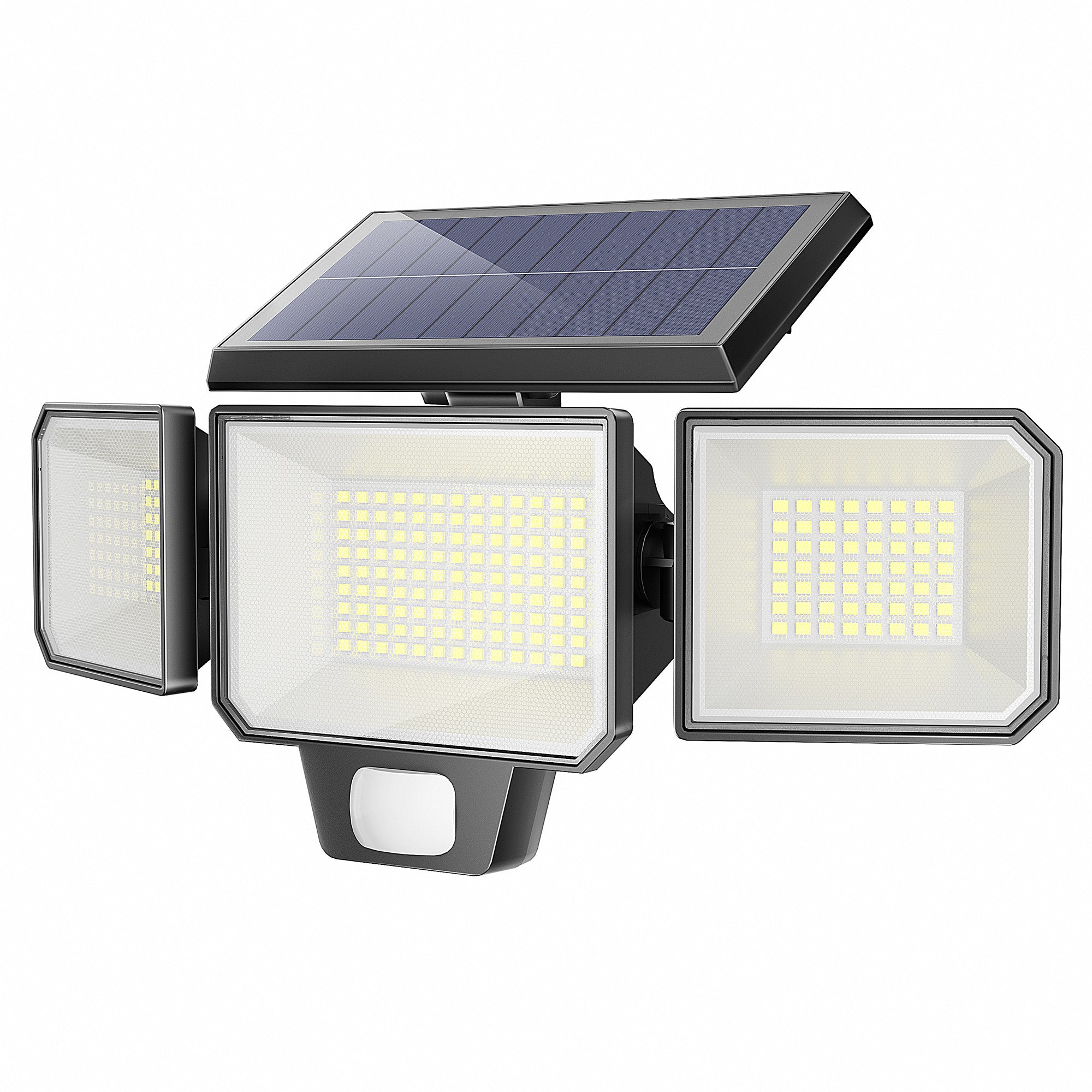 3-Head 1500LM Solar Wall Light with Motion Sensor – High Efficiency & Replaceable Battery