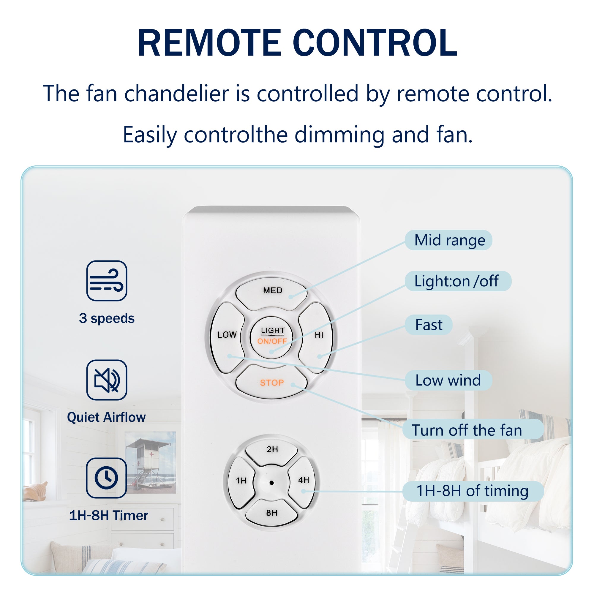 52" Crystal  Chandelier Fan with Remote