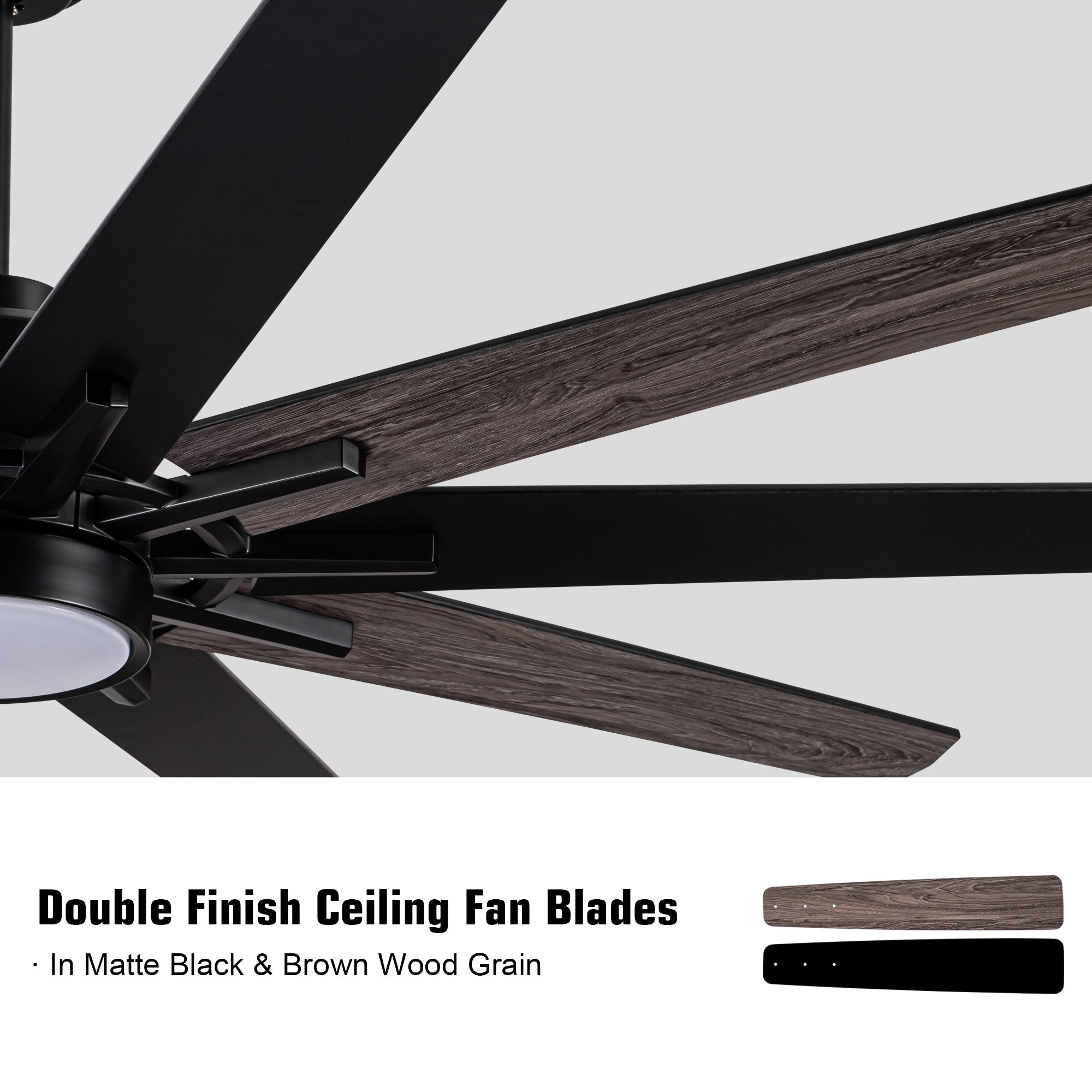 72 Inches Ceiling Fan LED Large Black Double Finish Remote Control