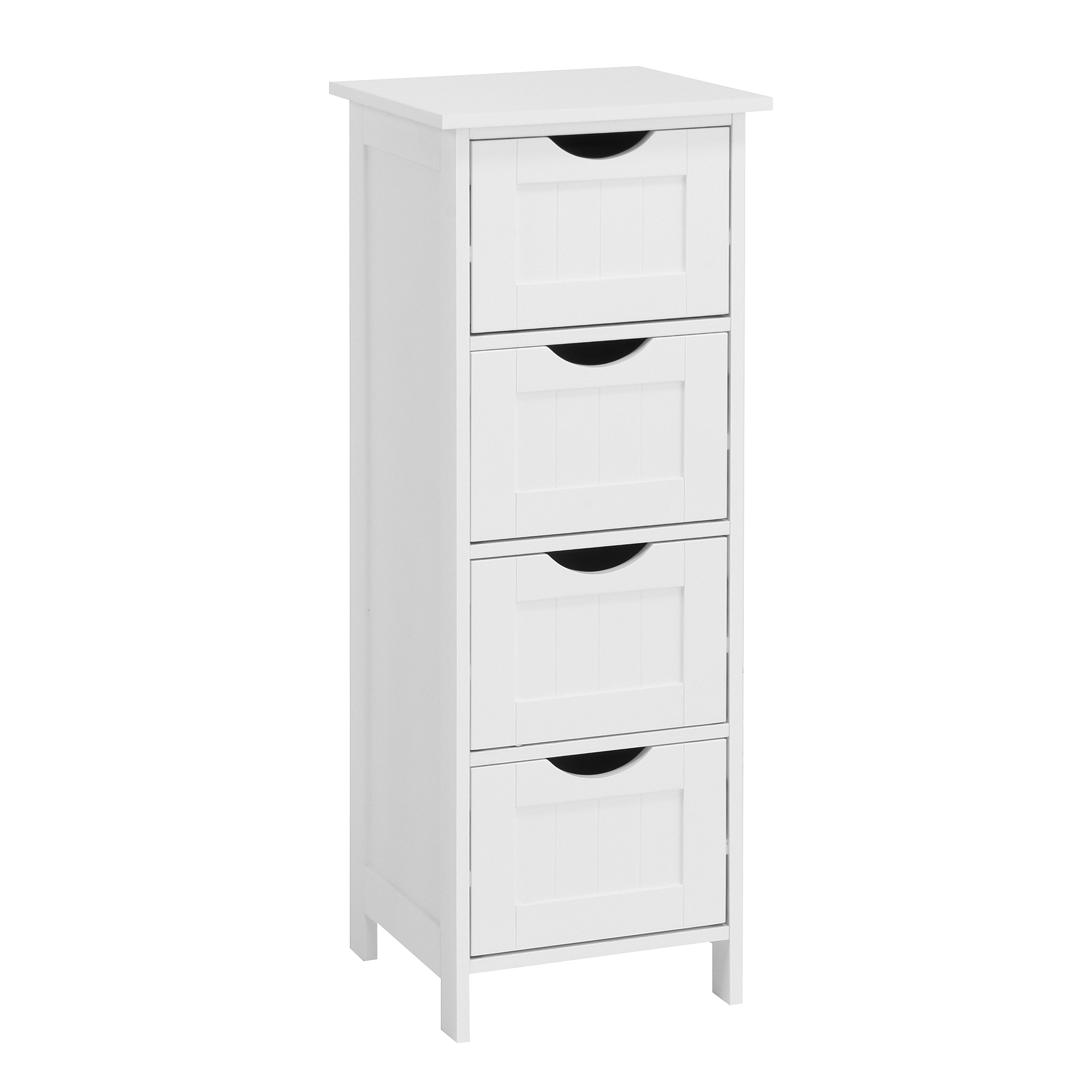 White Bathroom Storage Cabinet with Drawers - Freestanding Floor Cabinet