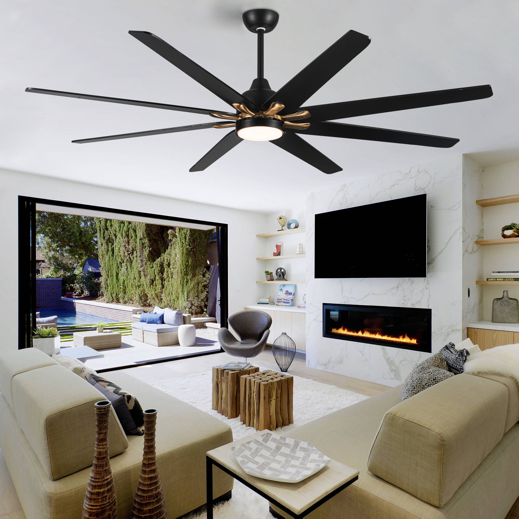 72 In Modern 8 Blades 24W  Ceiling Fan Lighting with Remote Control